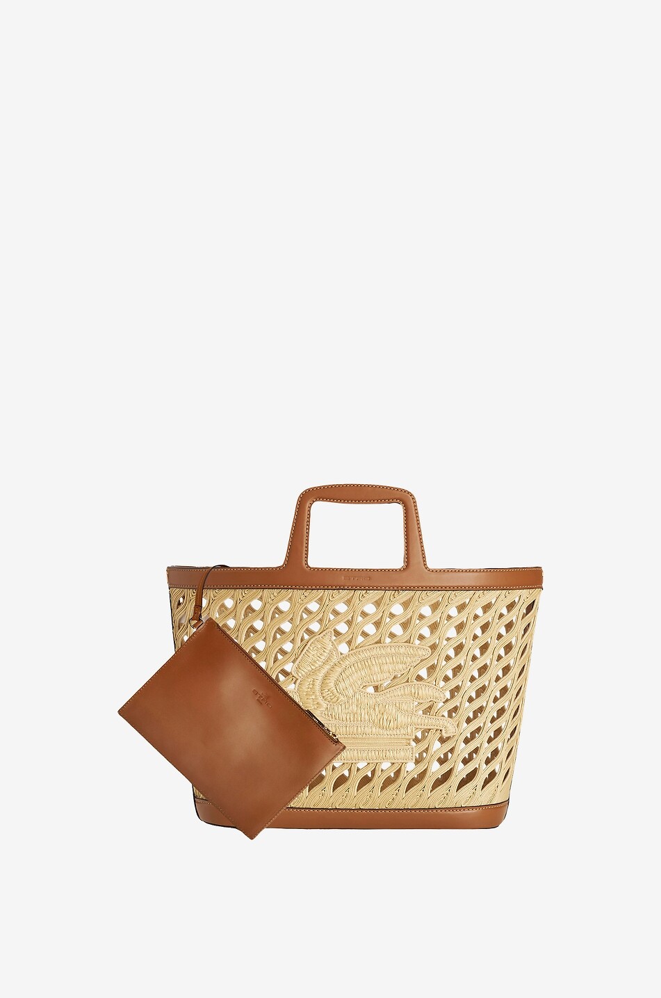 ETRO Sac cabas en raphia et cuir Coffa Large Femme CAMEL 2