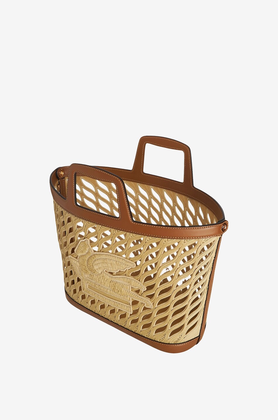 ETRO Sac cabas en raphia et cuir Coffa Large Femme CAMEL 6