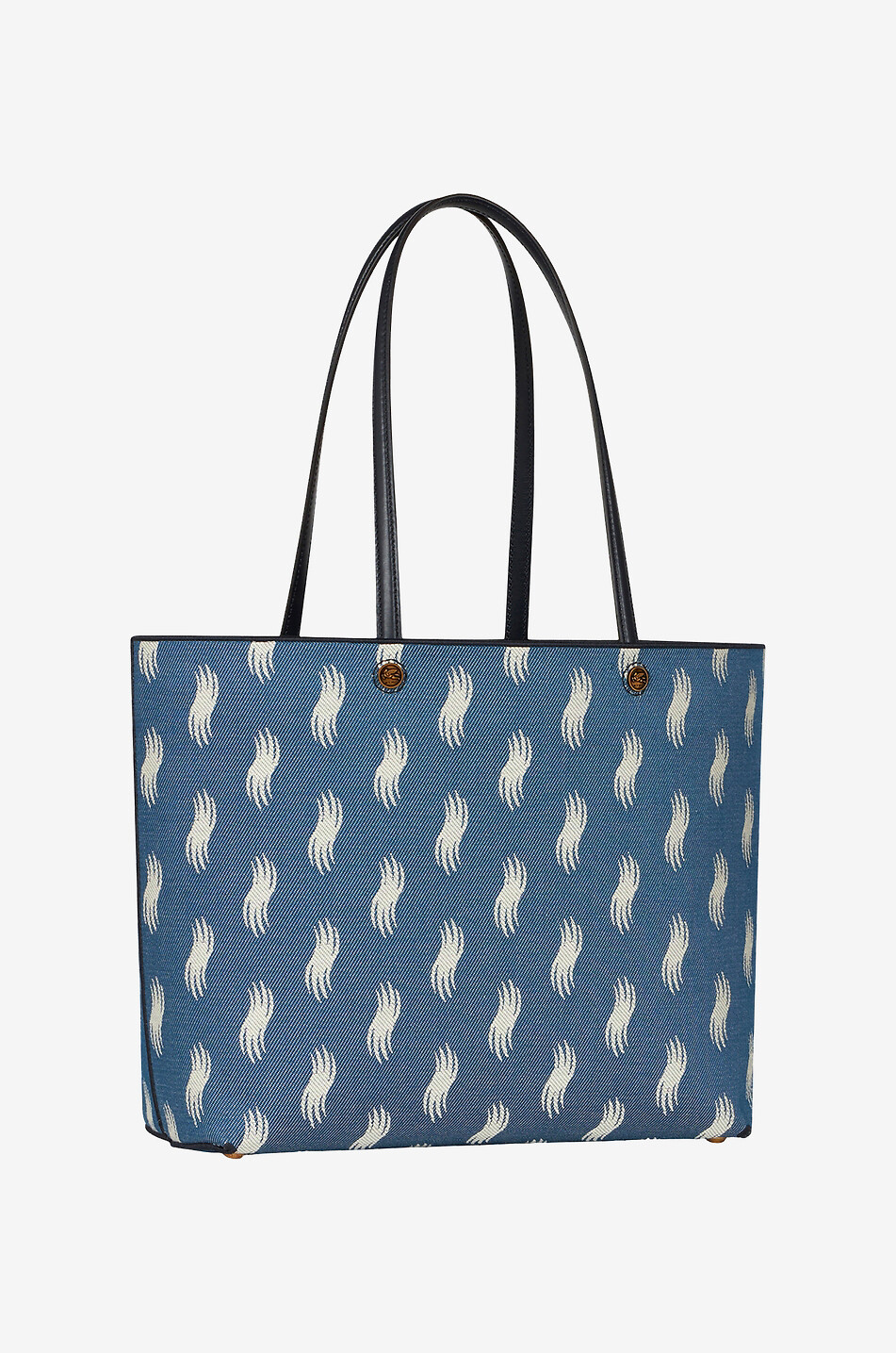 Shopper aus Jacquard und Leder Large