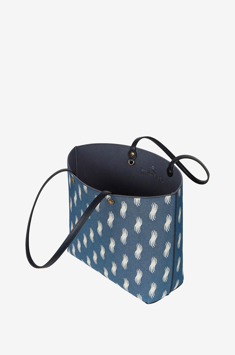 Shopper aus Jacquard und Leder Large
