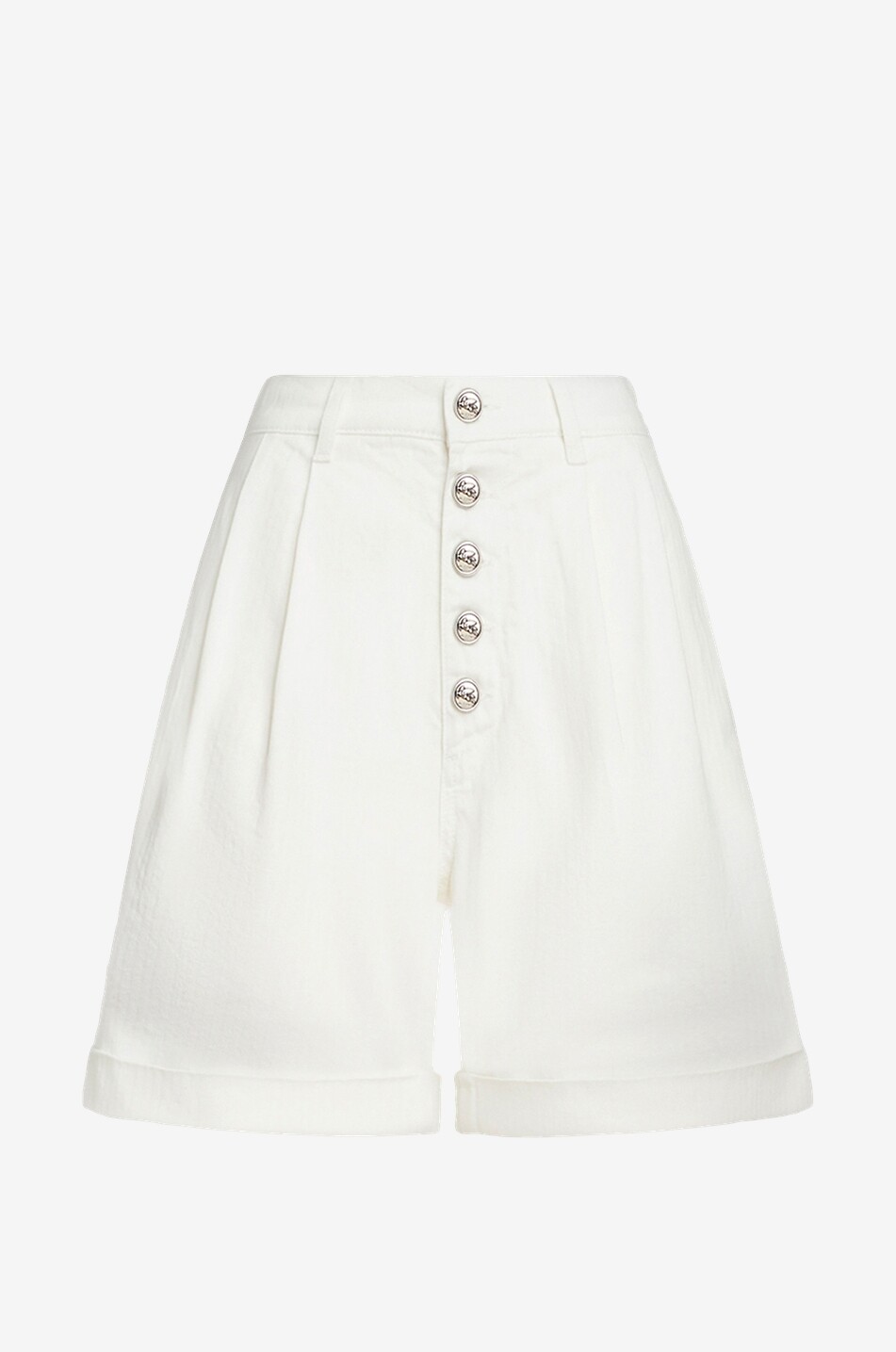 Bermuda taille haute en coton texture chevrons