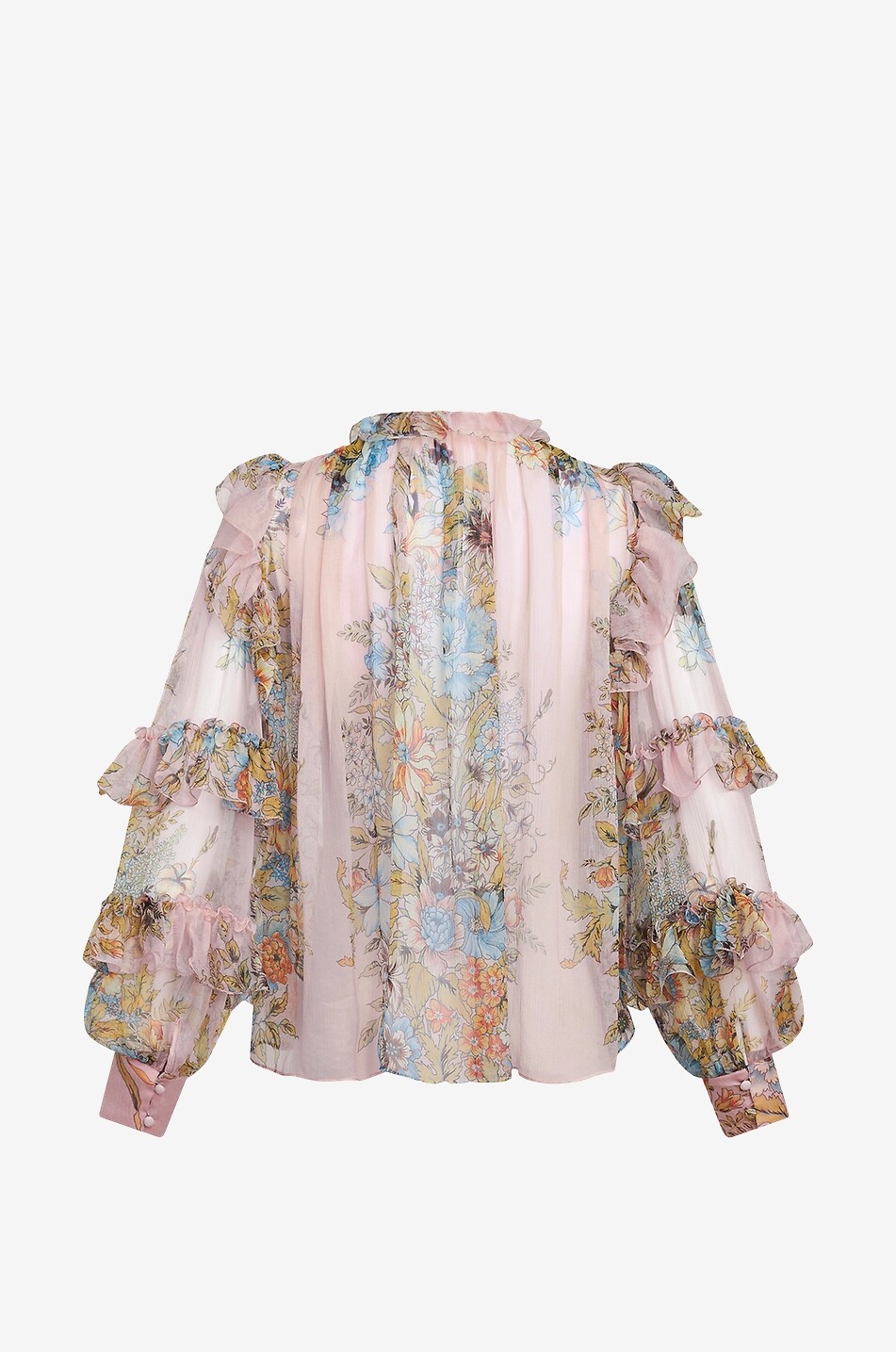 Seidencrêpe-Bluse mit Rüschen Bouquet