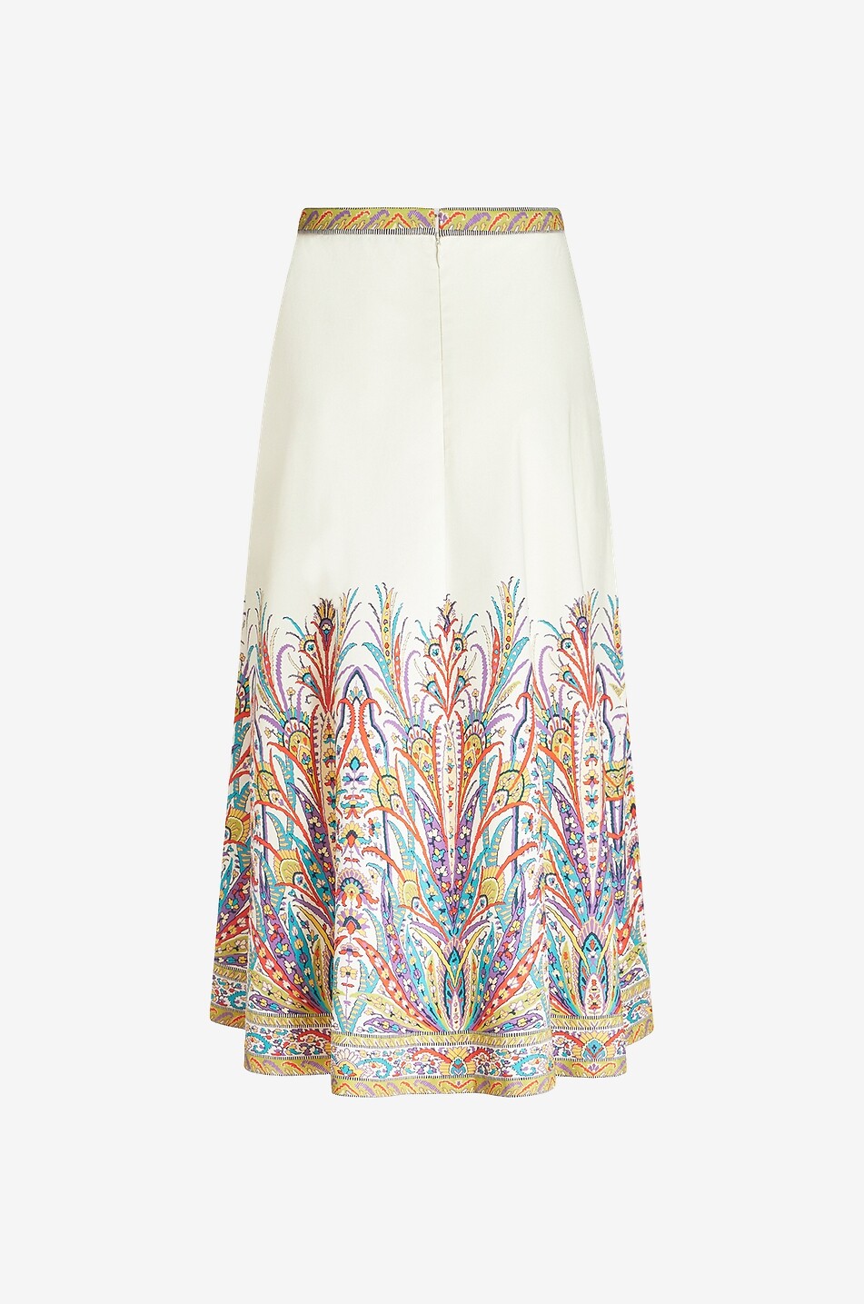 Jupe midi en popeline imprimée Paisley Bouquet
