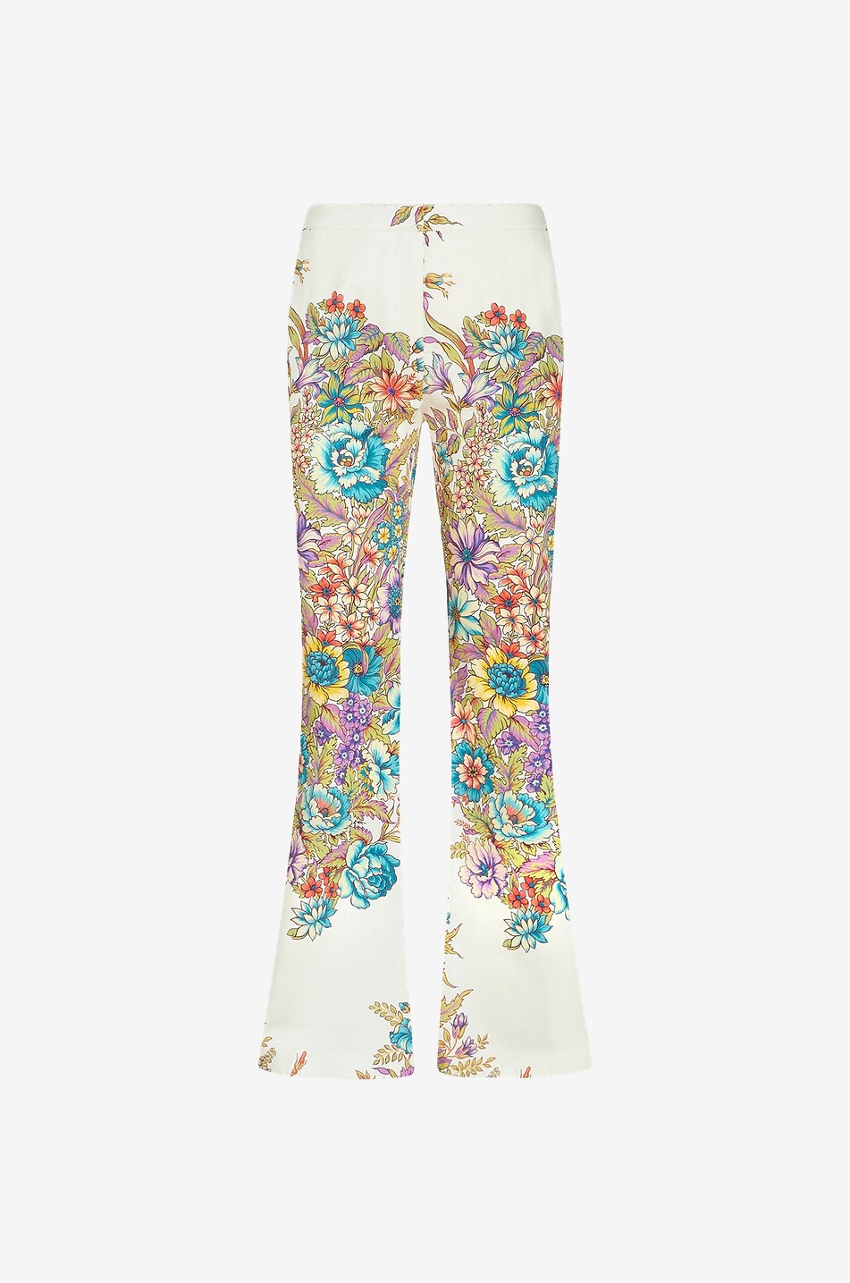 Bouquet printed flared high-rise trousers