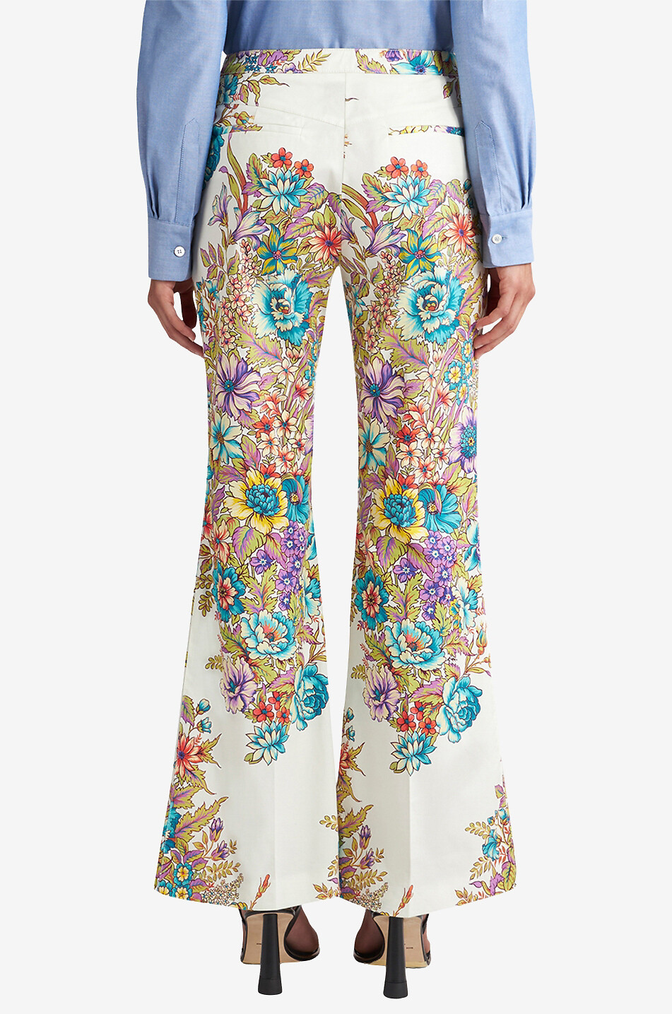 Pantalon évasé taille haute imprimé Bouquet