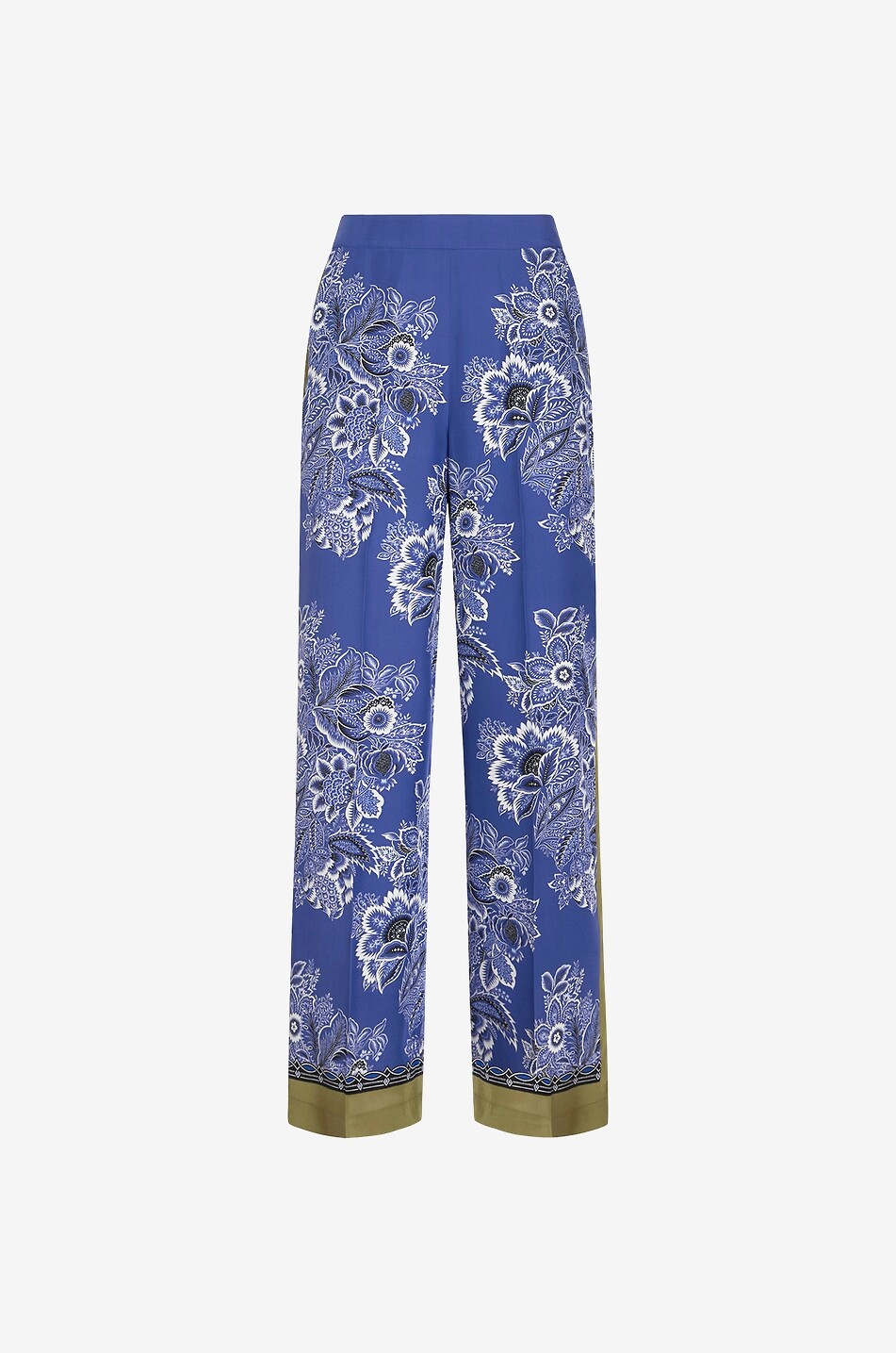 Pantalon palazzo en soie imprimé Bouquet Bandana