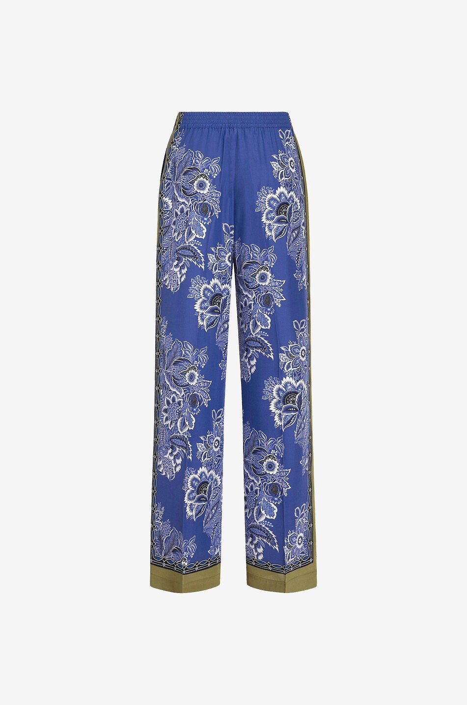 Pantalon palazzo en soie imprimé Bouquet Bandana