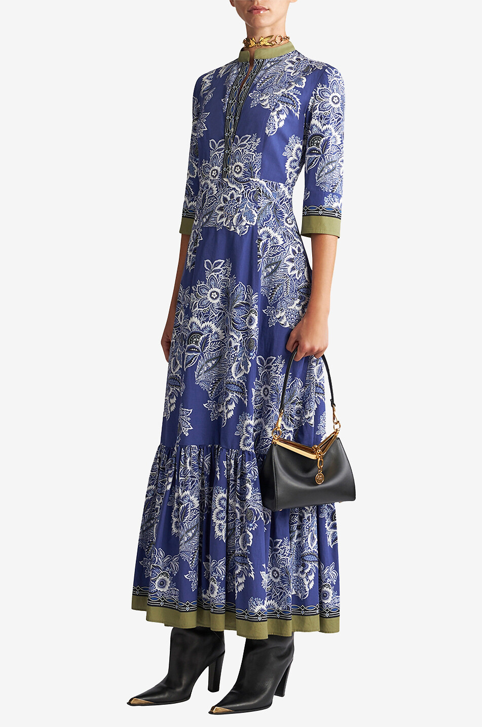 Robe maxi évasée en popeline Bandana Bouquet