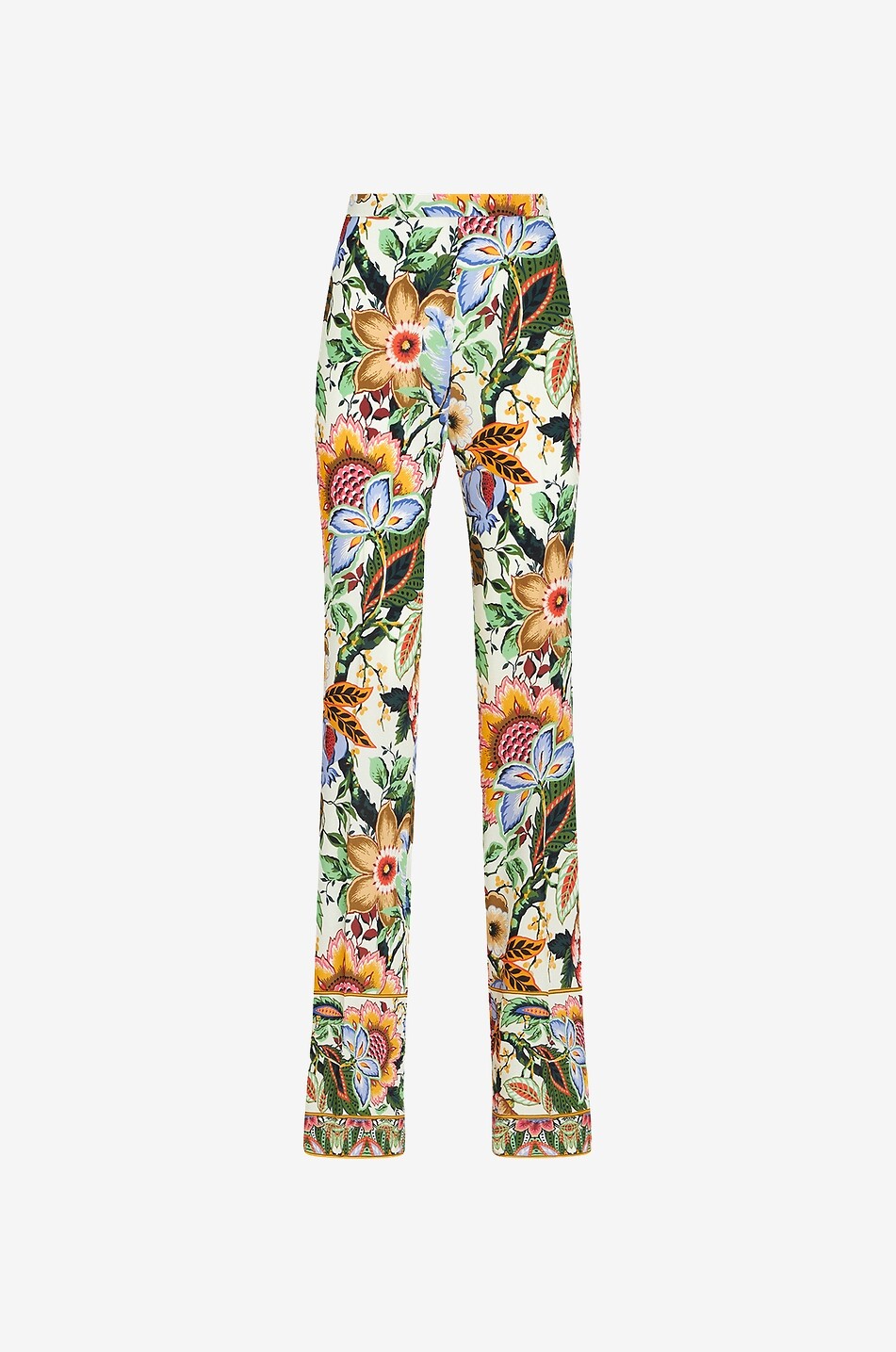 Pantalon slim en crêpe fleurie Bouquet