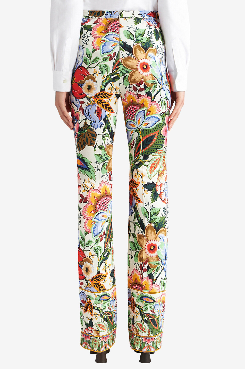 Pantalon slim en crêpe fleurie Bouquet