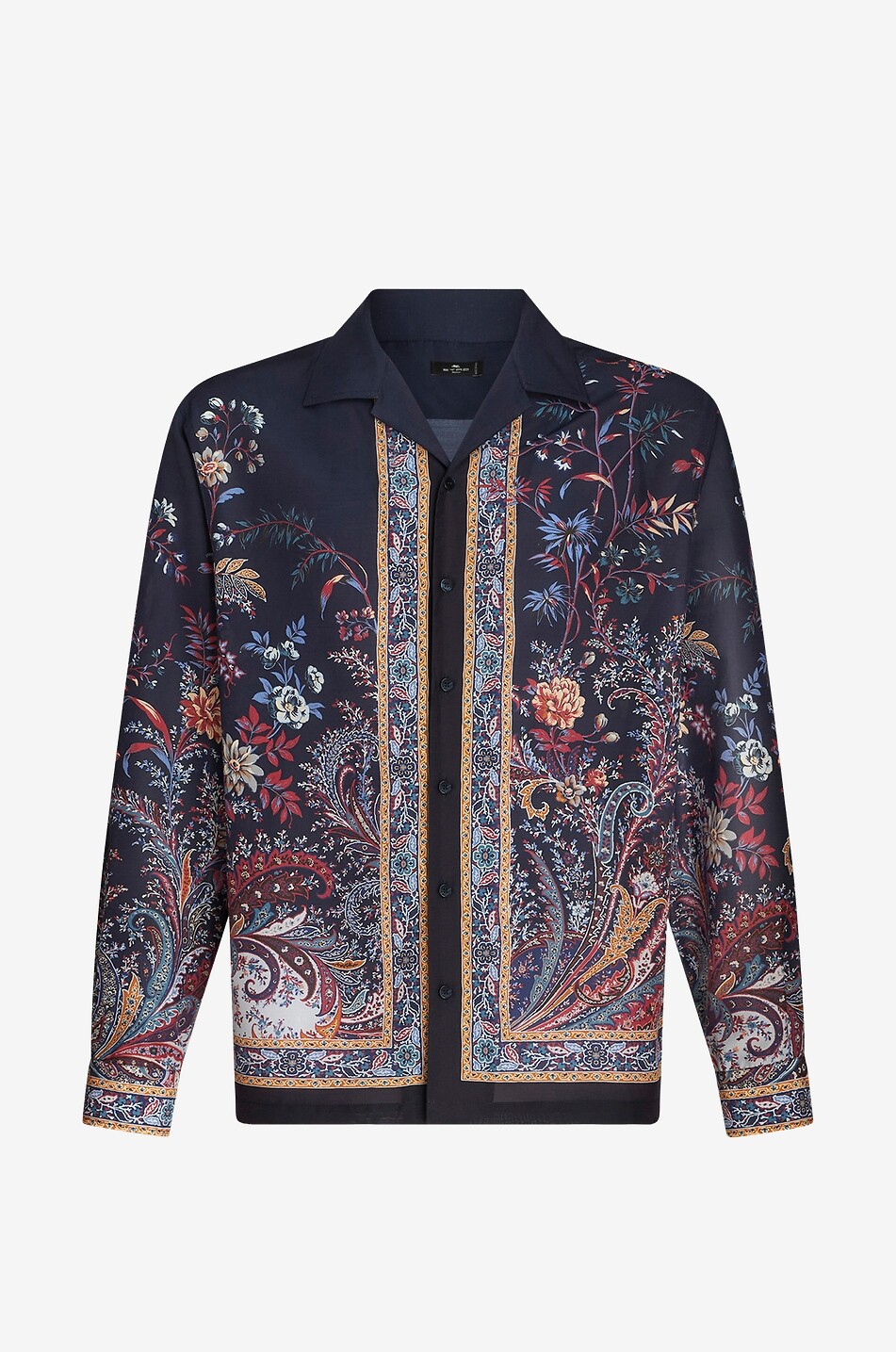 Chemise en coton et soie imprimée fleurs