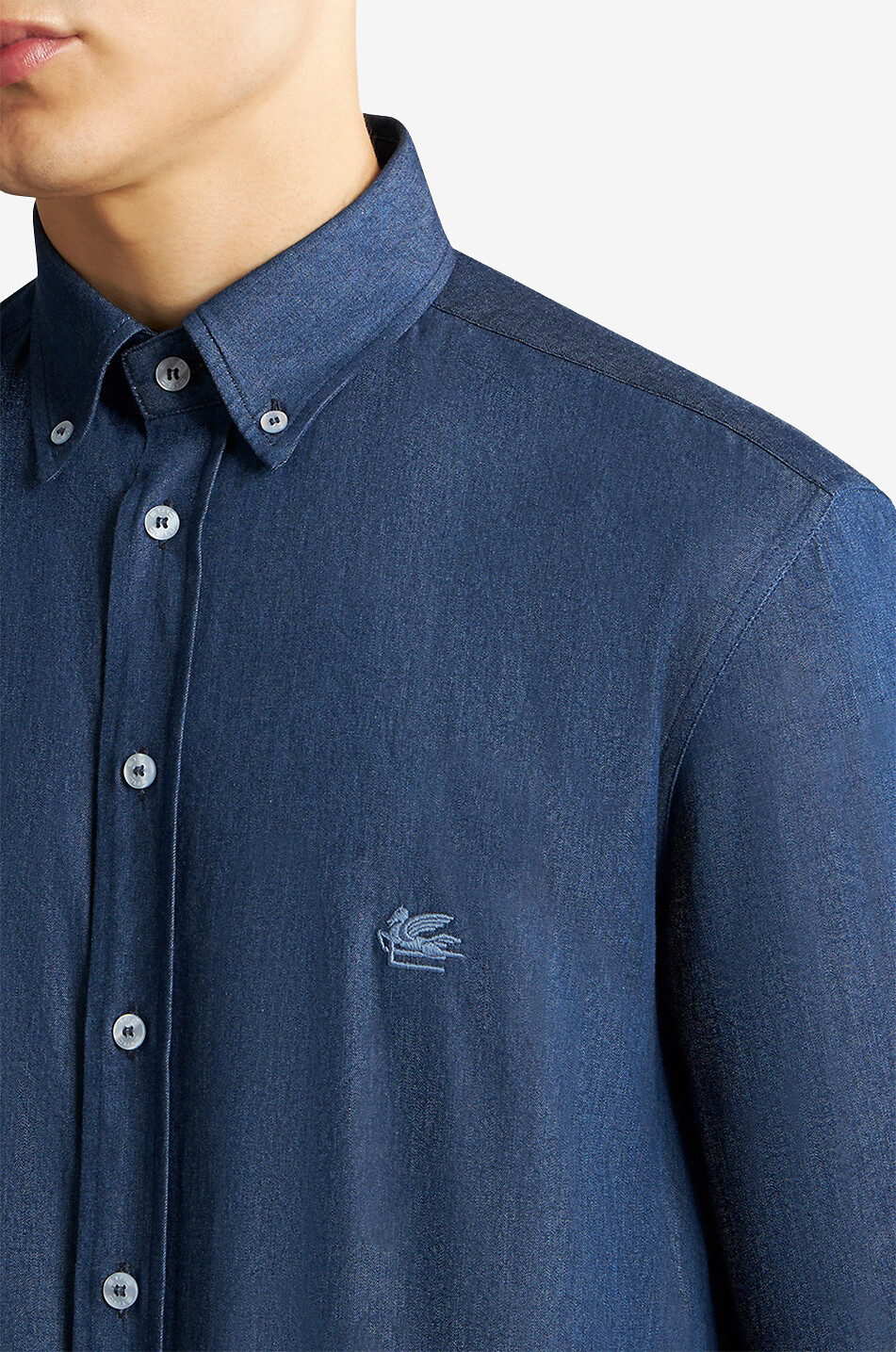 Hemd aus leichtem bedrucktem Denim Pegaso