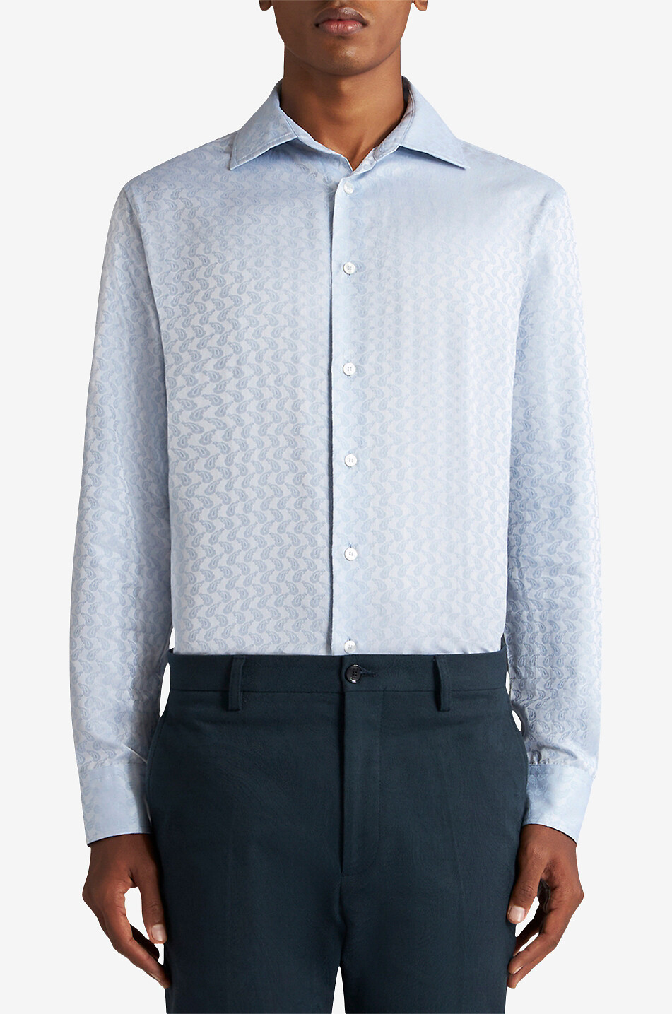 ETRO Chemise en jacquard de coton motifs Paisley Homme BLEU CLAIR 3