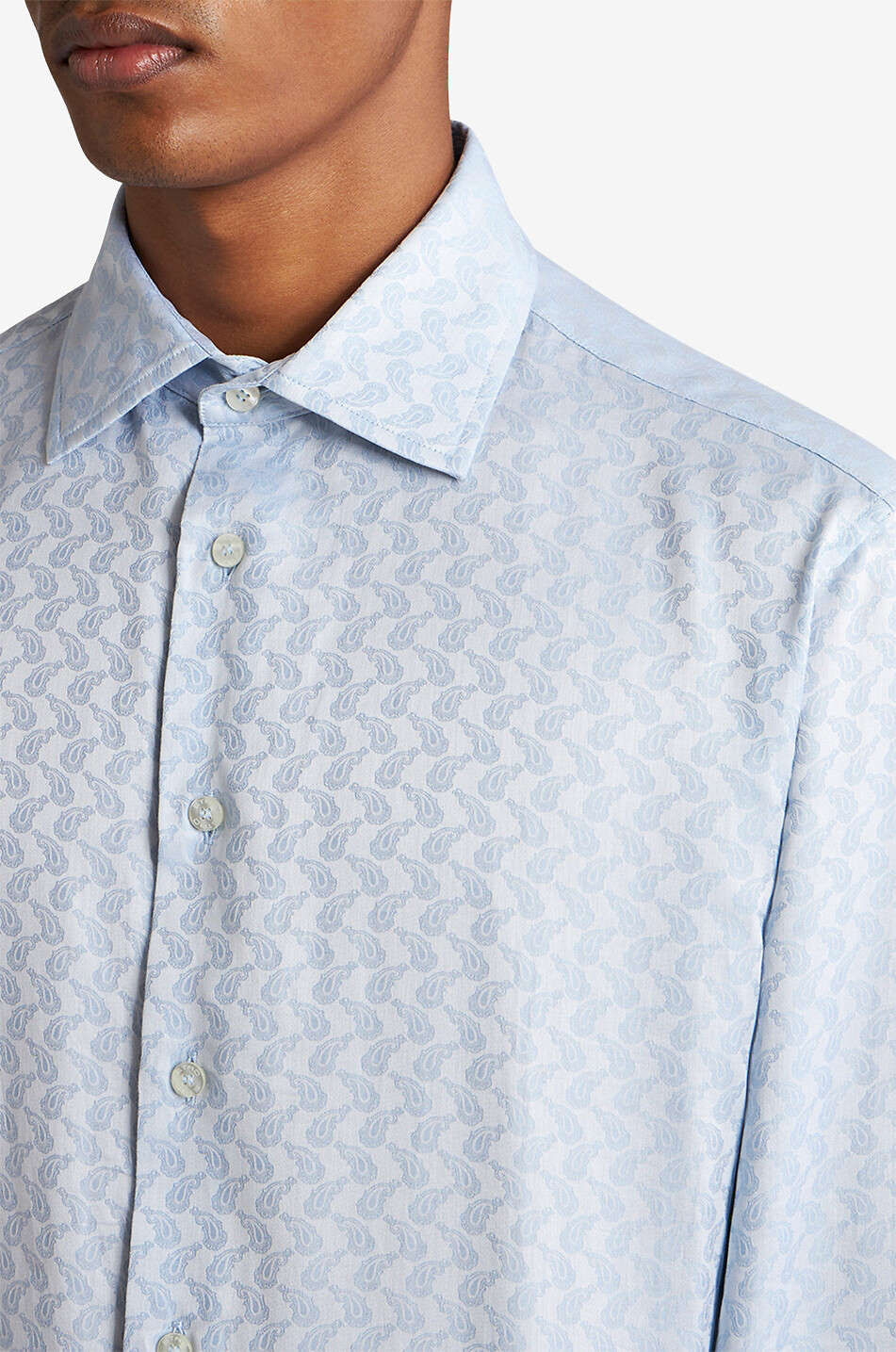 ETRO Chemise en jacquard de coton motifs Paisley Homme BLEU CLAIR 5