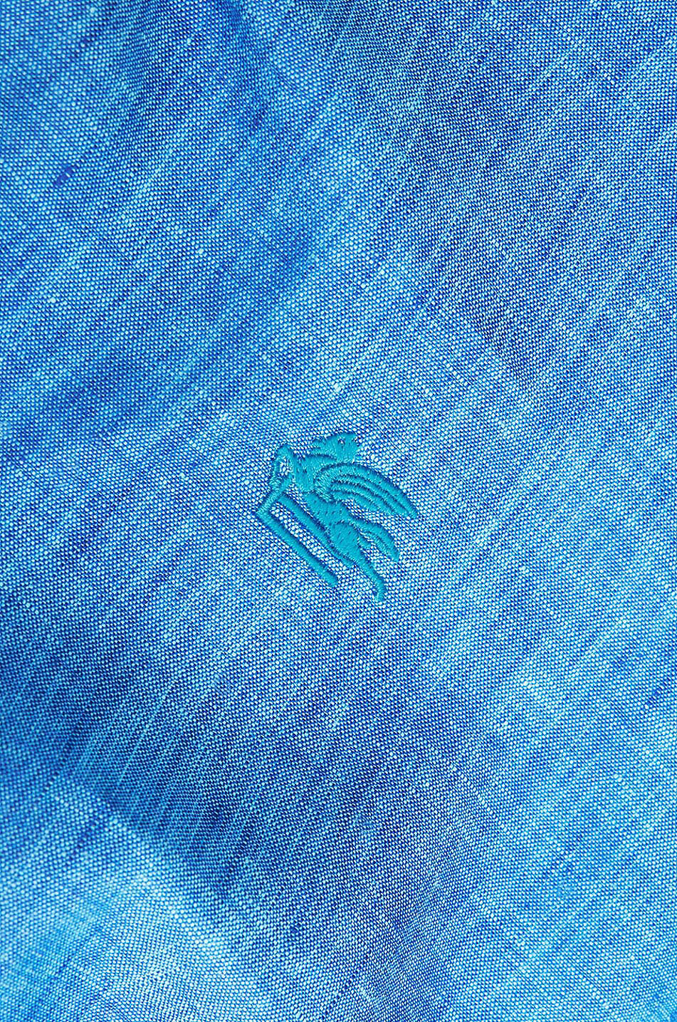 ETRO Pegaso embroidered linen shirt Men MEDIUM BLUE 6