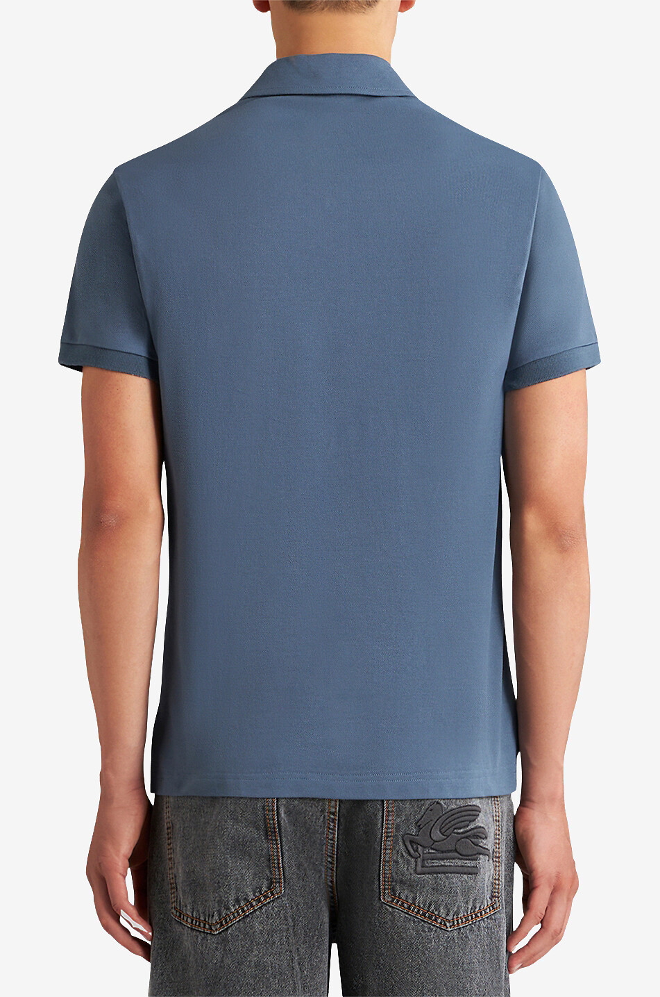 ETRO Pegaso polo shirt with Paisley printed collar Men MEDIUM BLUE 4