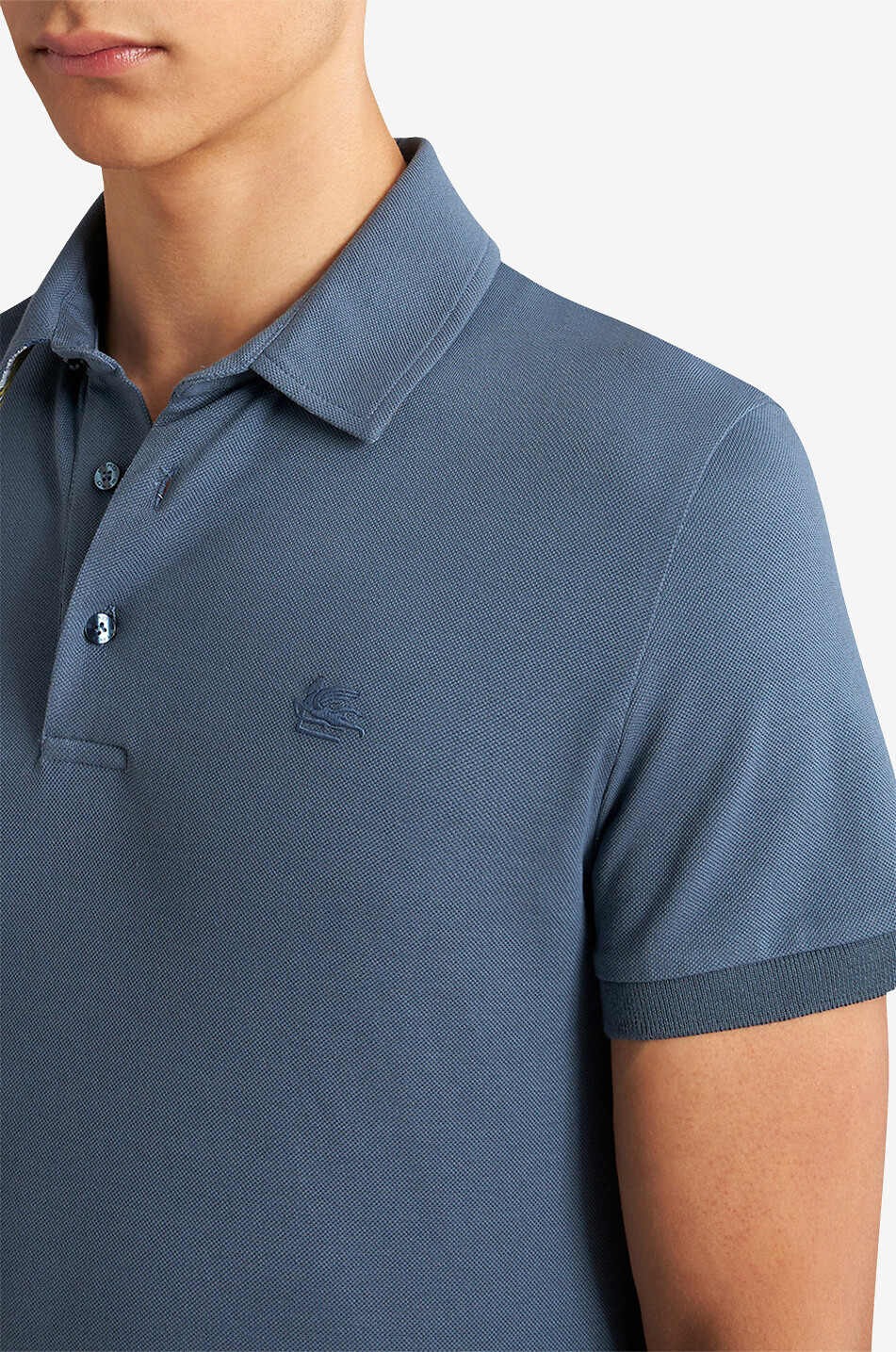 ETRO｜SHORT-SLEEVED PIQUE/COLLAR (PEGASO Cotton Polo Shi ETRO Roma Pegaso-embroidered Polo Shirt | Blue | FARFETCH