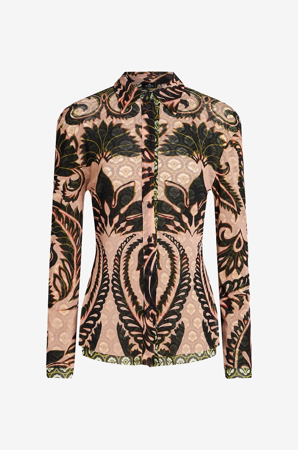 Tailliertes bedrucktes Tüllhemd Angkor & Aurea