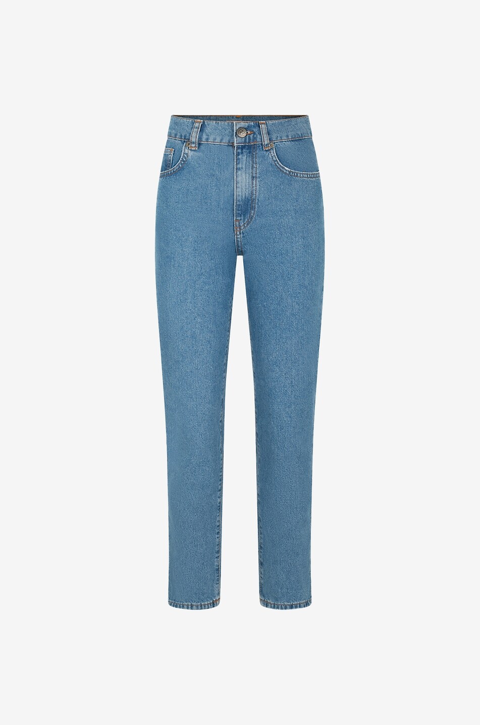 Embroidered light-washed slim fit jeans