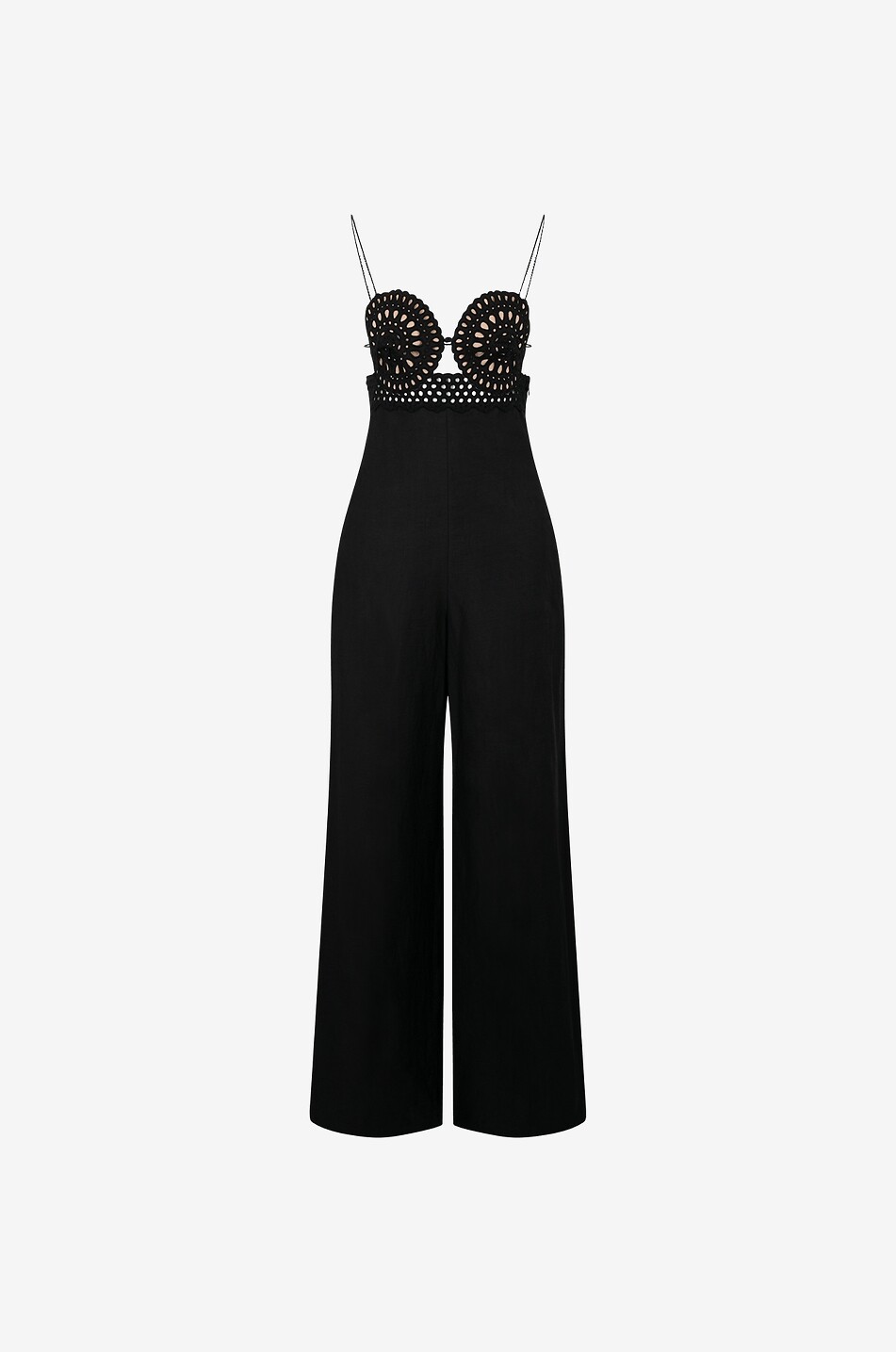 STELLA McCARTNEY Leinenmix-Träger-Overall mit Lochstickereien Damen SCHWARZ 1