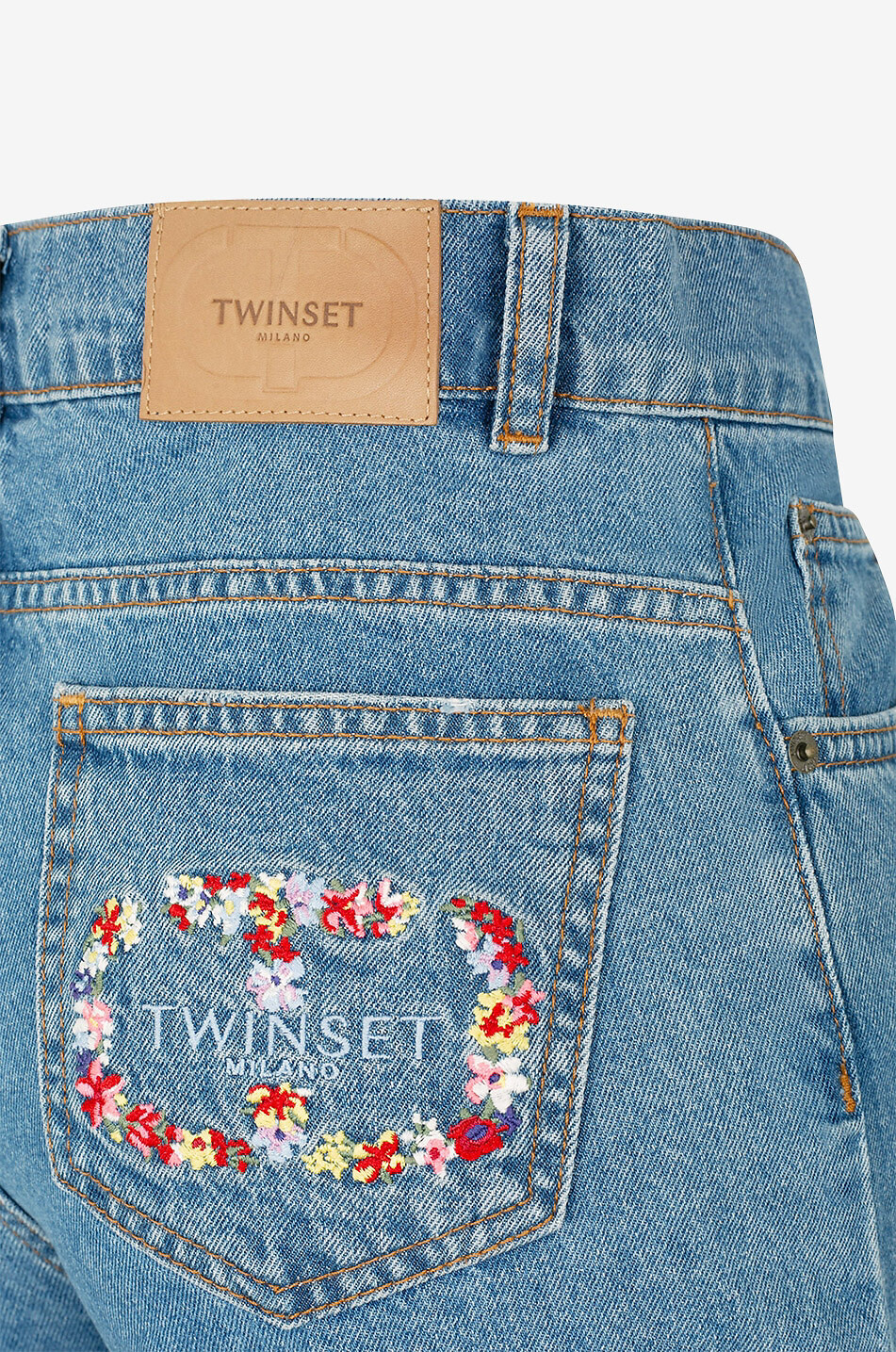 Helle Slim-Fit-Jeans mit Stickerei