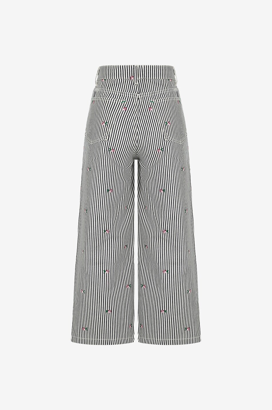 KENZO Sumire floral embroidery striped high-rise cropped wide-leg jeans Women MULTI COLOURED 2
