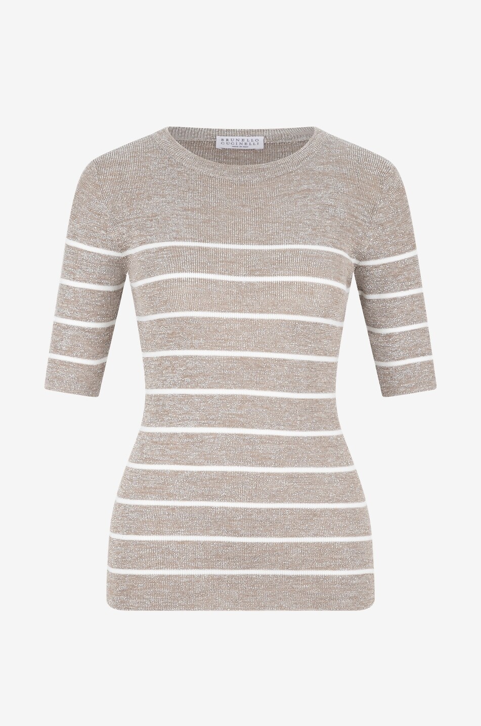 BRUNELLO CUCINELLI Gestreifter Schlauchpullover aus Leinen und Lurex Damen BUNT 1