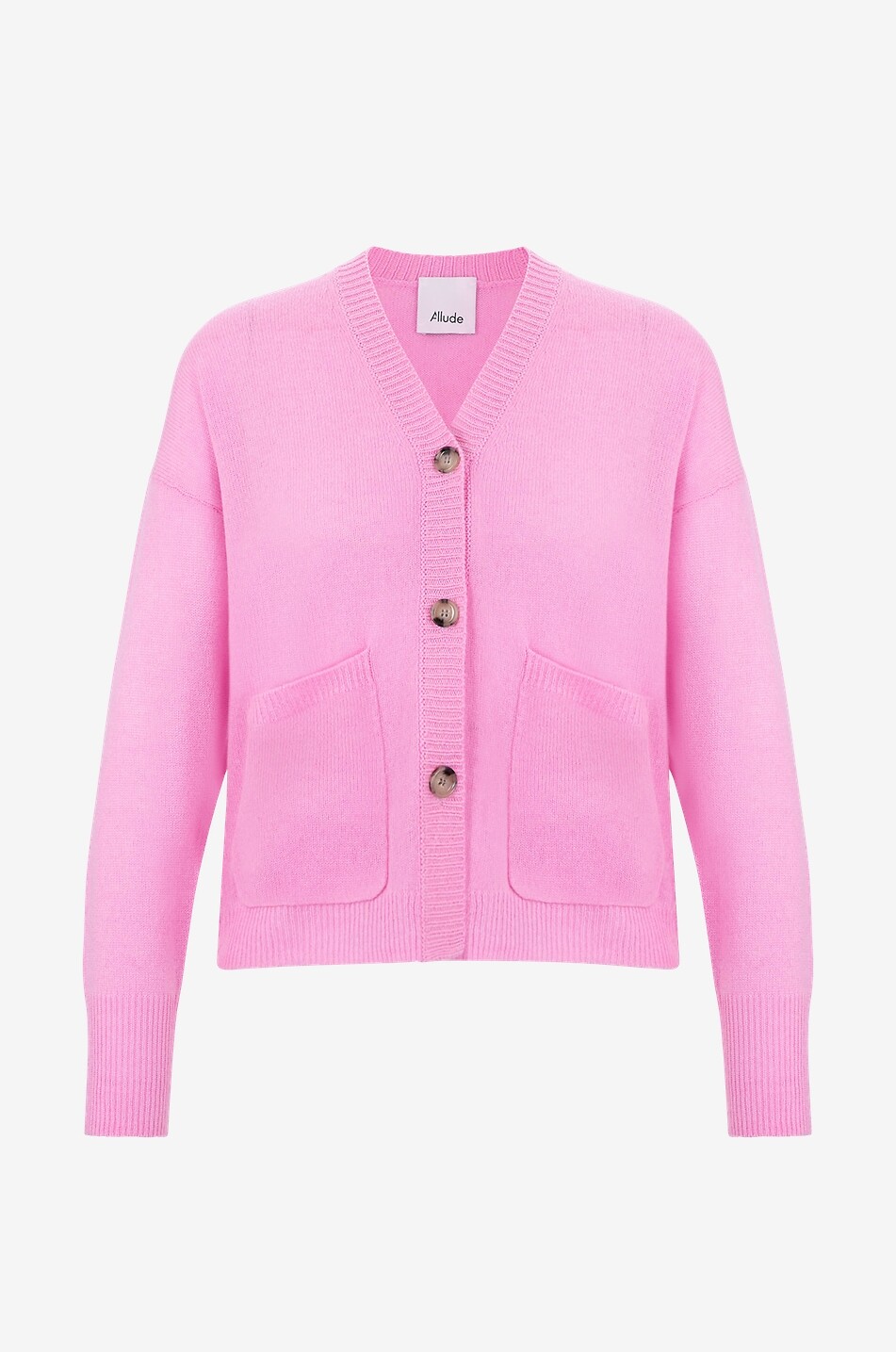 Geknöpfter Kaschmircardigan mit V-Ausschnitt und Taschen