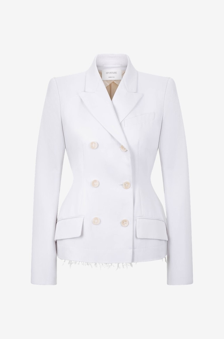 SPORTMAX Mozart cinched frayed blazer Women Light beige 1