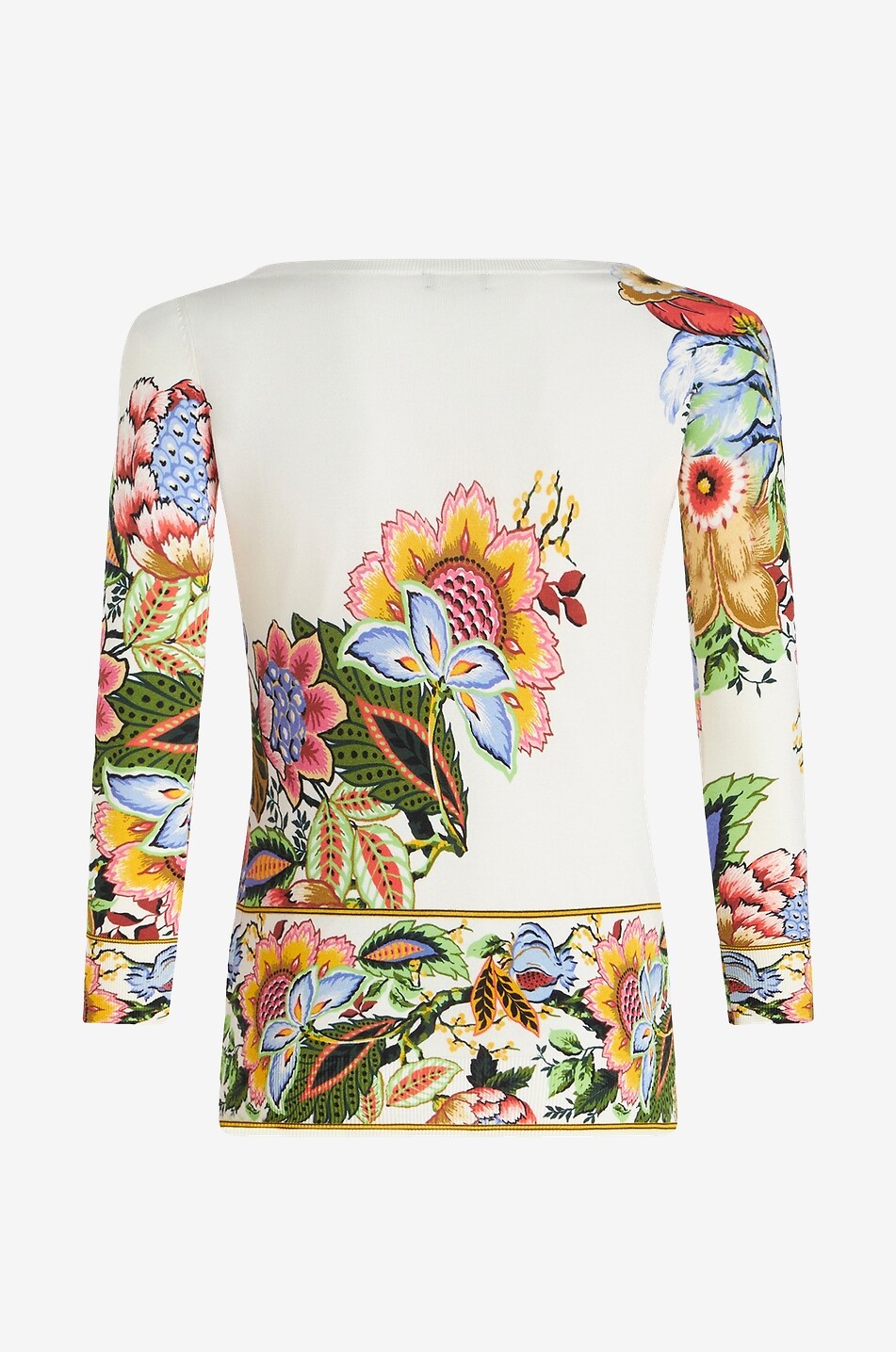 Pull fin en soie à col bateau Bouquet Placé