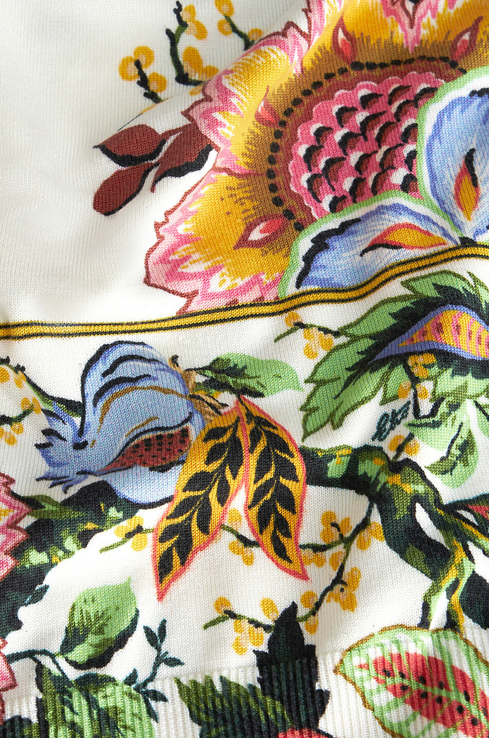Pull fin en soie à col bateau Bouquet Placé