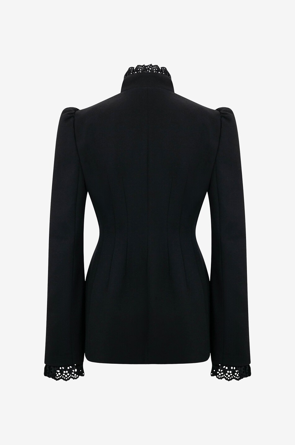 Venas zipped suit jacket with ruffled stand-up collar