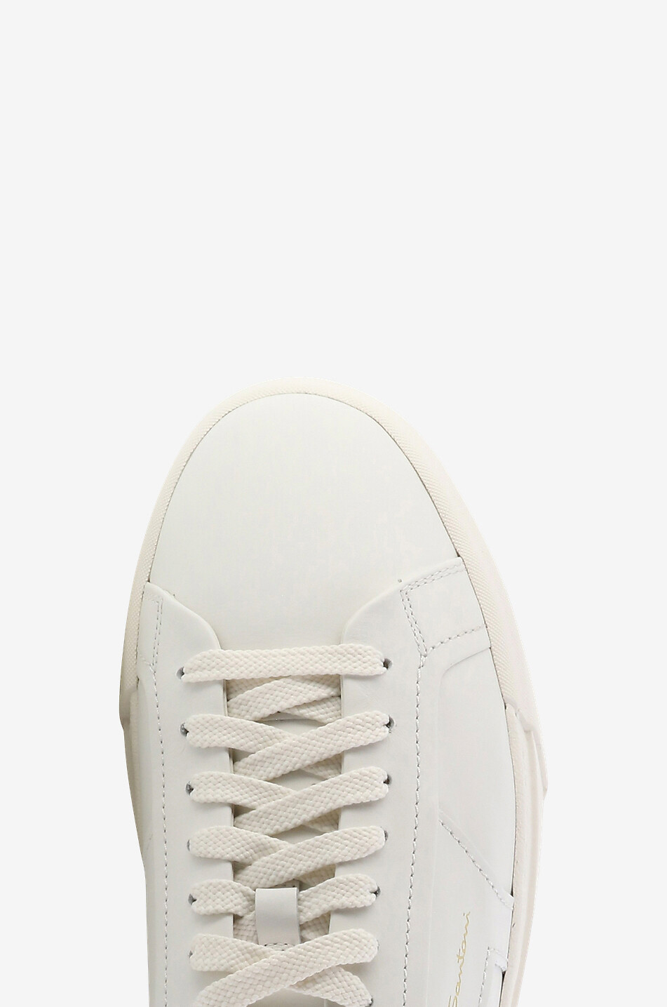 SANTONI Double Buckle leather lace-up low-top sneakers Men WHITE 5