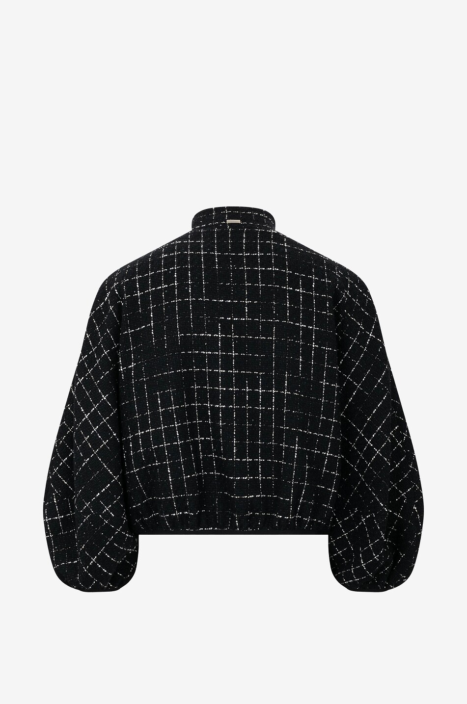 Bomber en tweed à carreaux et sequins