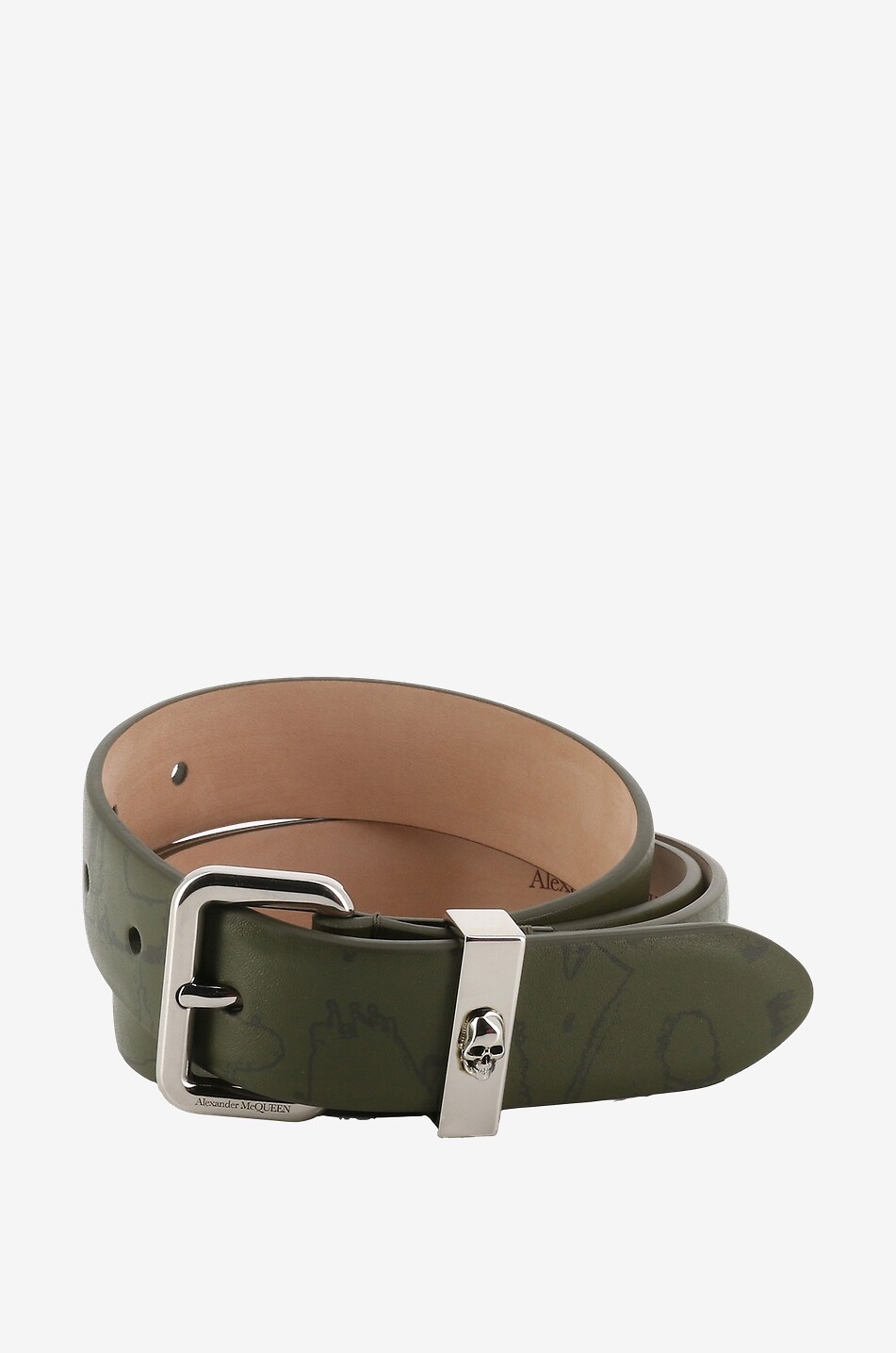 McQUEEN Graffiti Skull printed leather belt - 3 cm