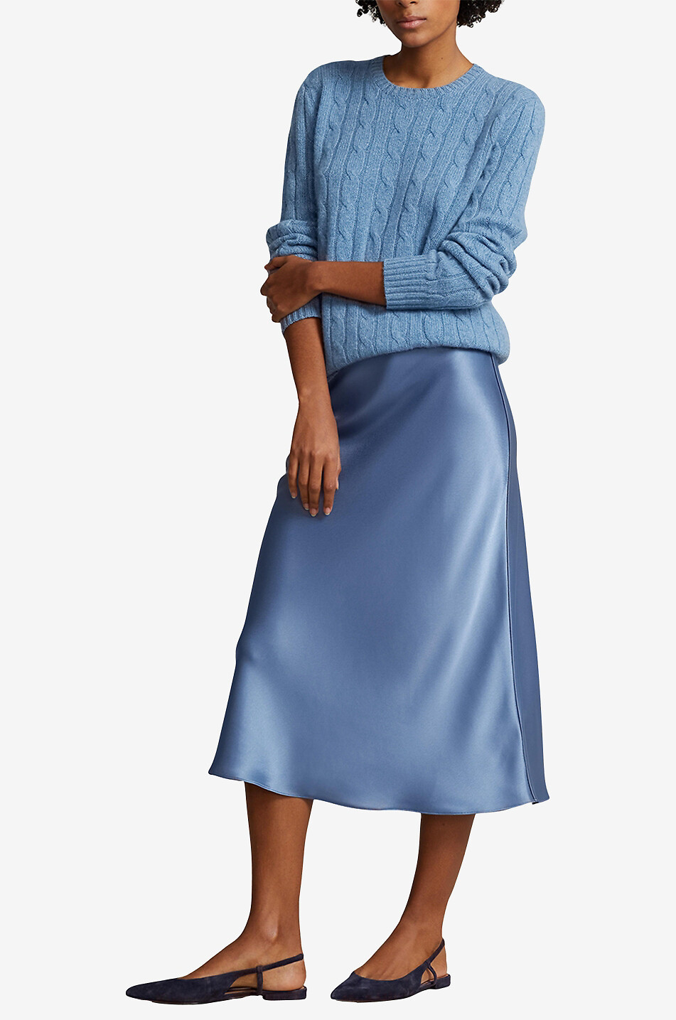 POLO RALPH LAUREN Jupe midi en satin Femme BLEU 4