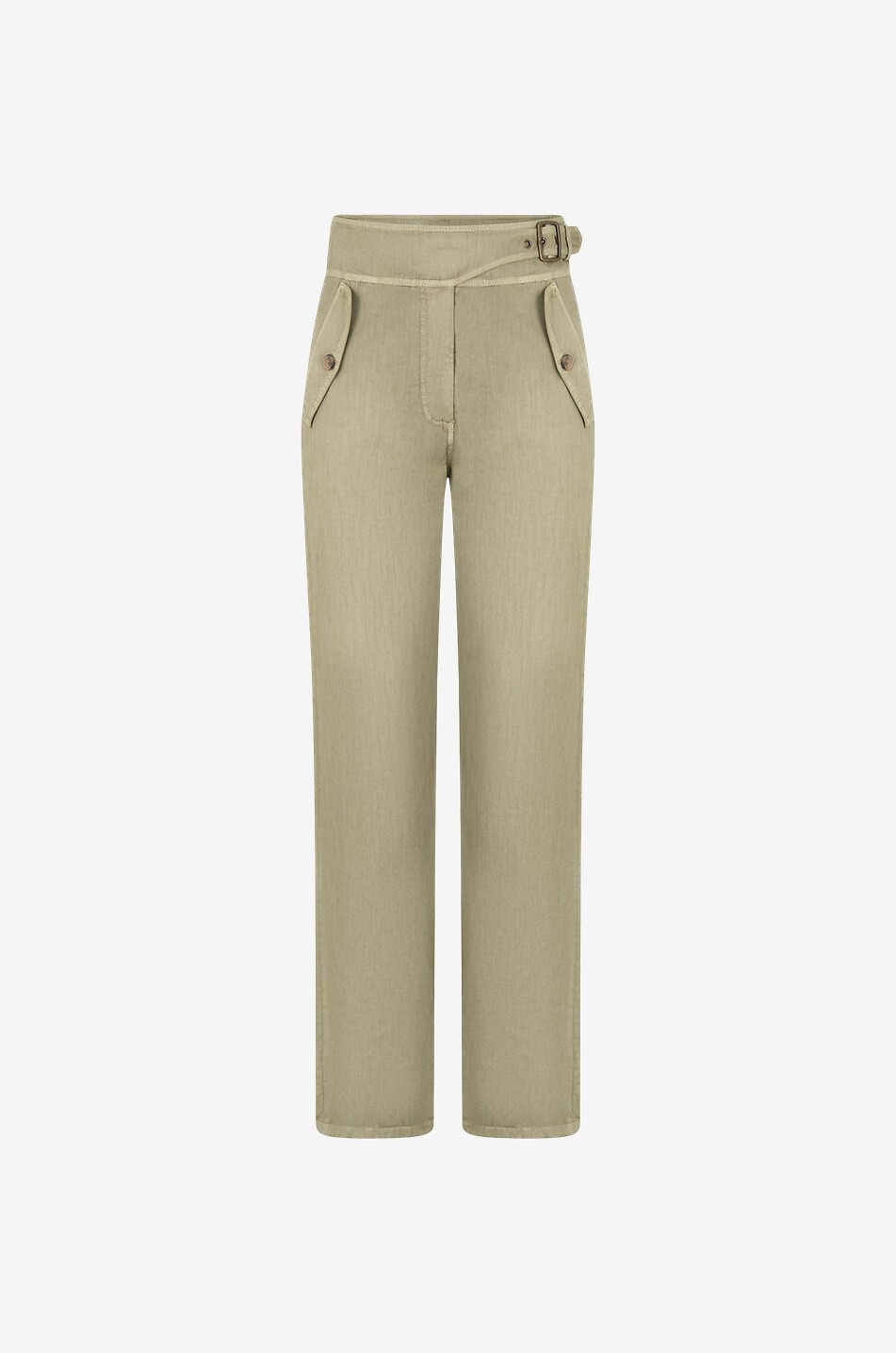 Pantalon droit taille haute en lin Axel