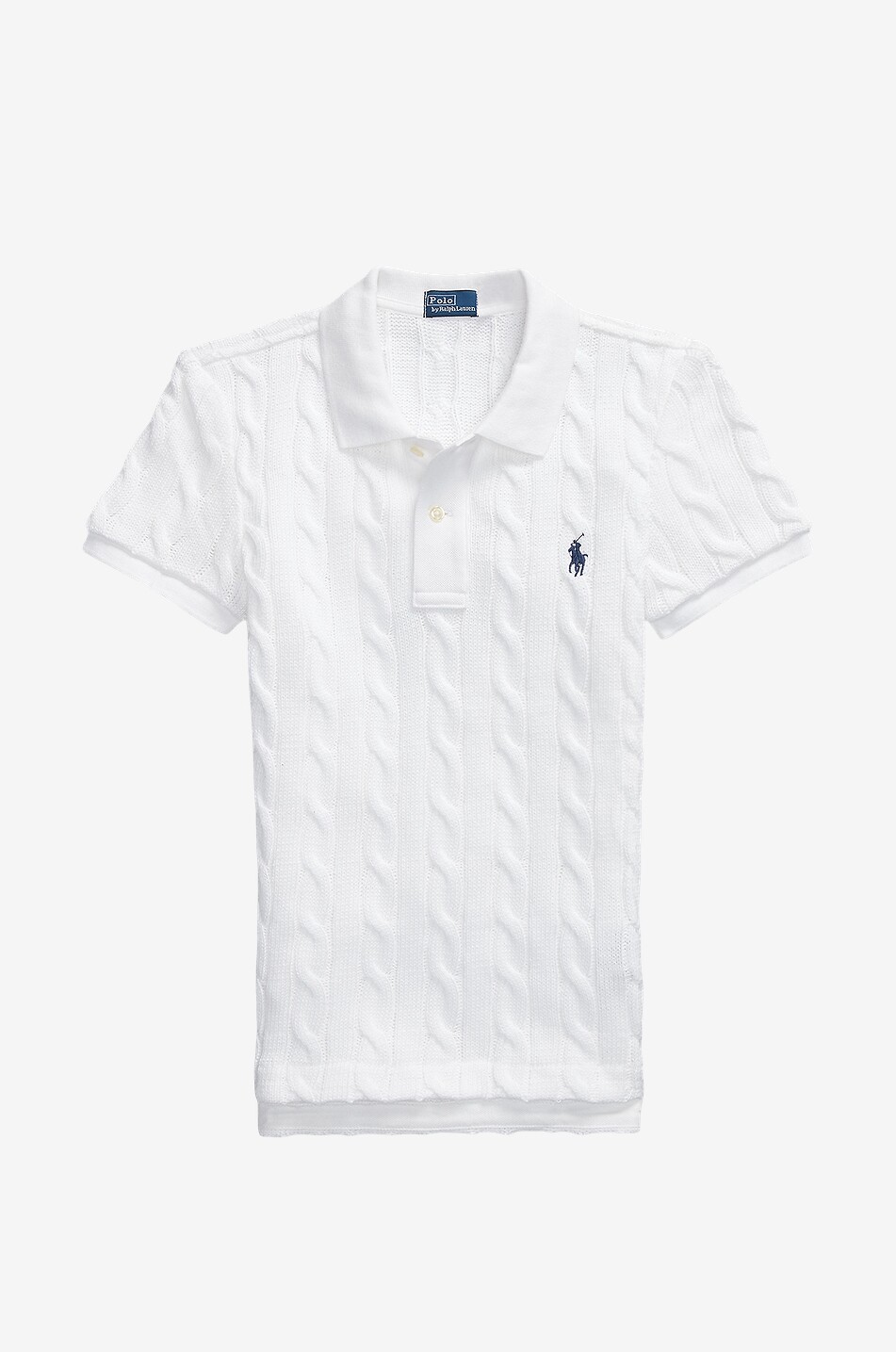Pony cable-knit polo shirt