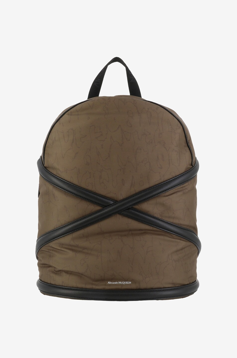 Harness nylon jacquard and leather backpack