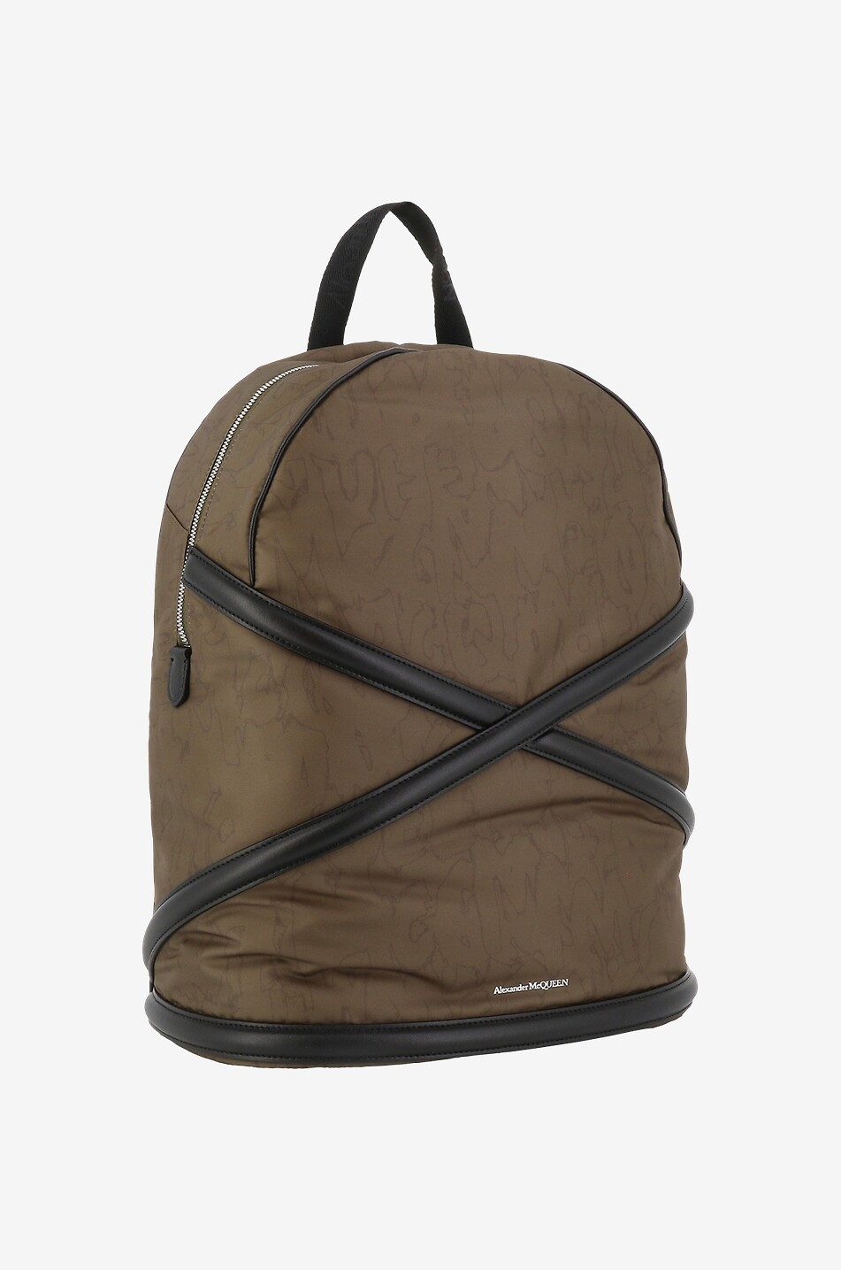Harness nylon jacquard and leather backpack