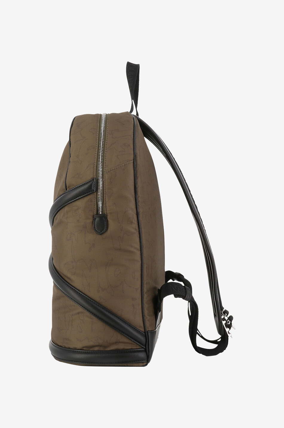 Harness nylon jacquard and leather backpack