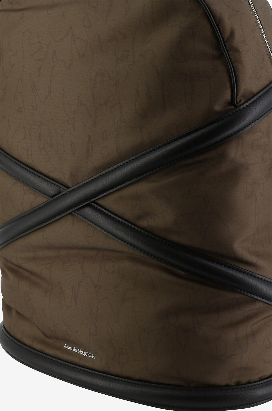 Harness nylon jacquard and leather backpack