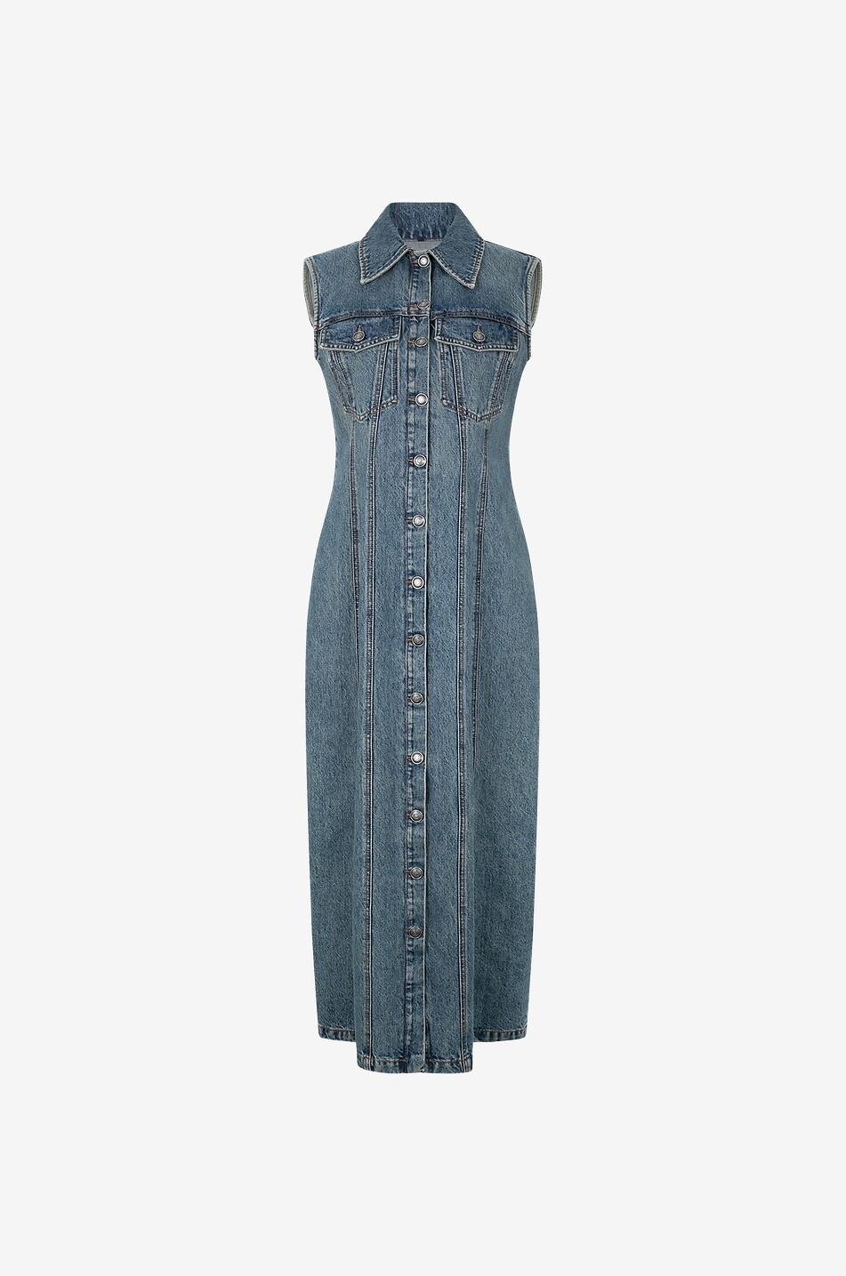 Catone sleeveless maxi shirt dress in denim