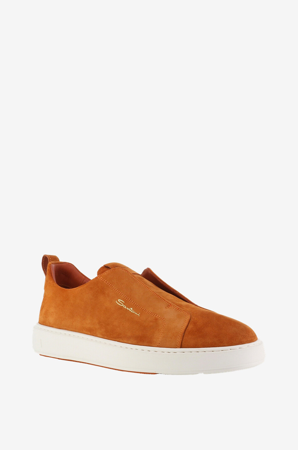 SANTONI Niedrige Slip-on-Sneakers aus Wildleder Herren MITTELORANGE 1