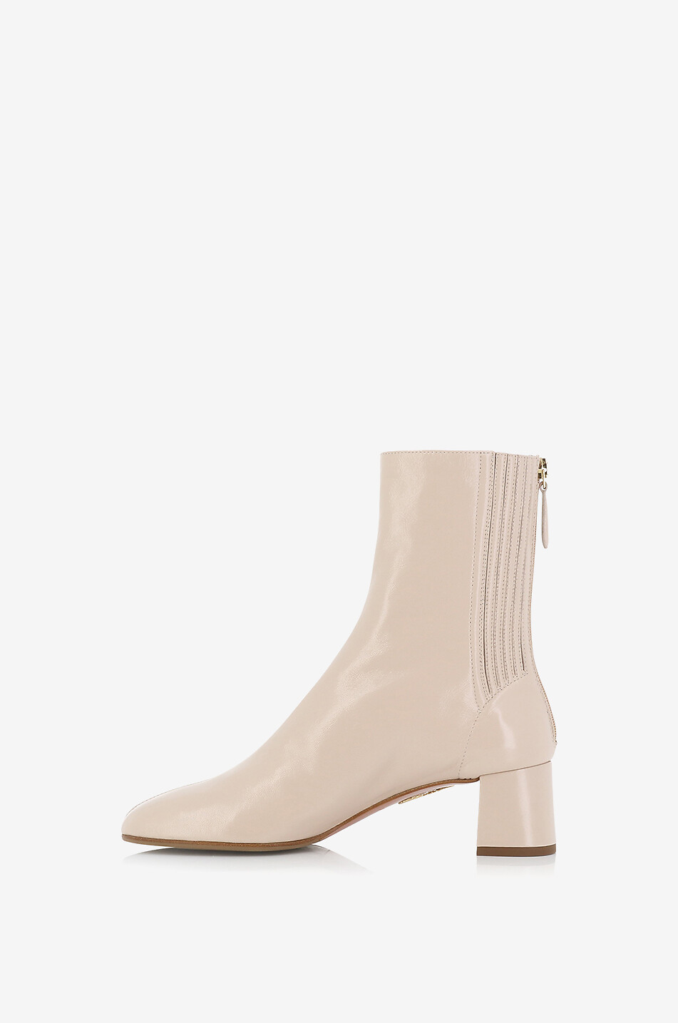 AQUAZZURA Bottines à talon carré en cuir nappa gloss Saint Honoré 50 Femme BEIGE 3