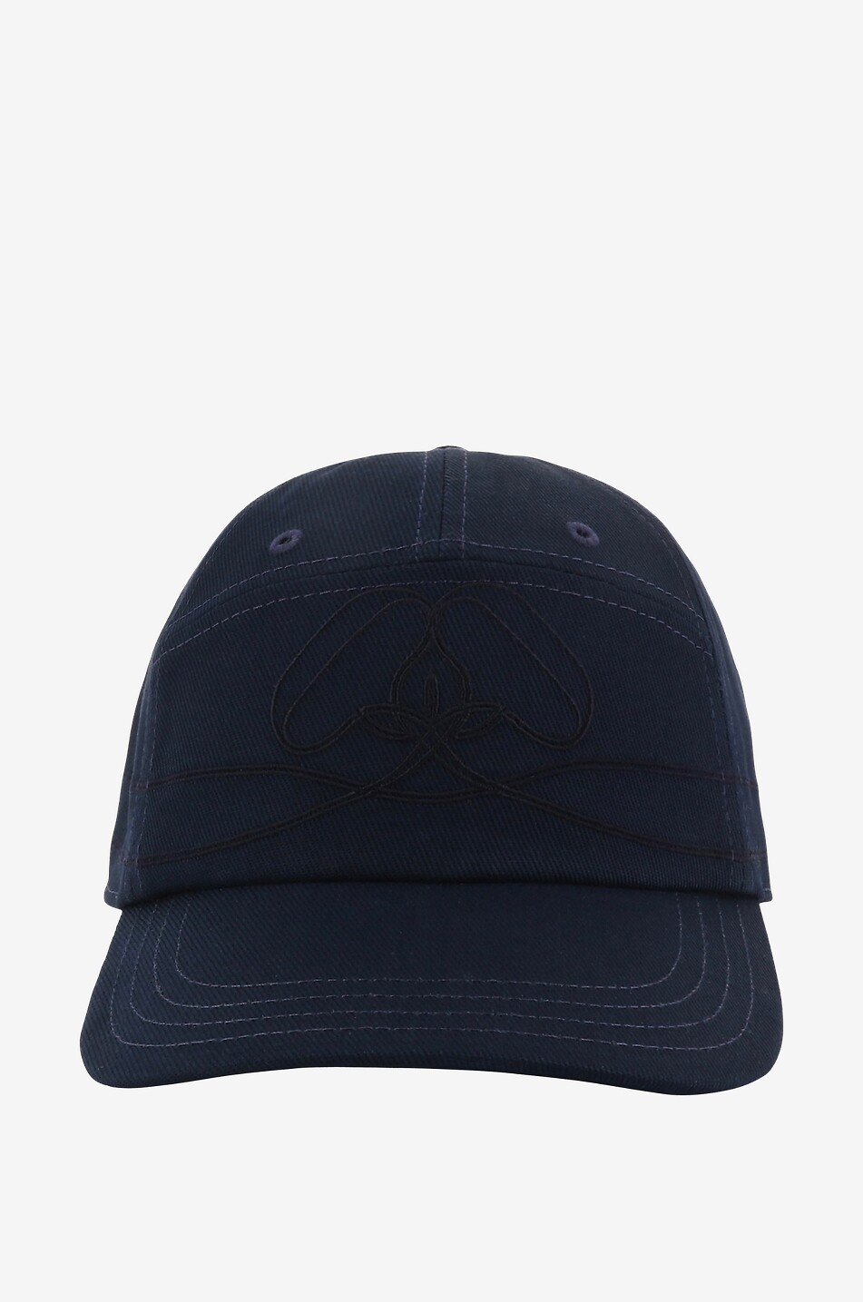 Seal gabardine and leather baseball cap