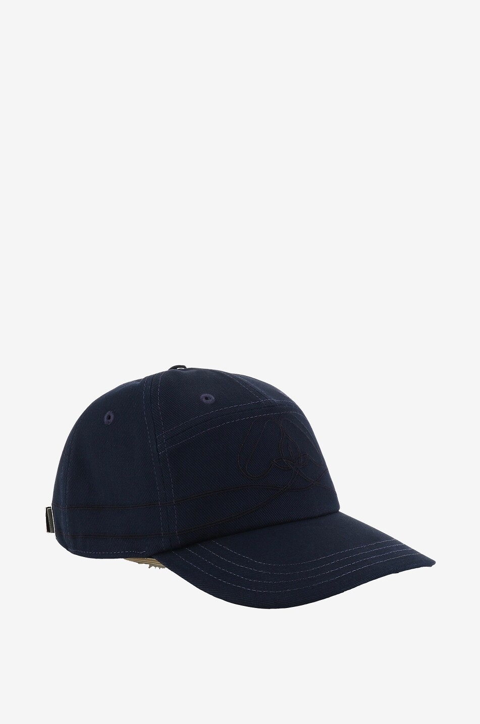 Seal gabardine and leather baseball cap