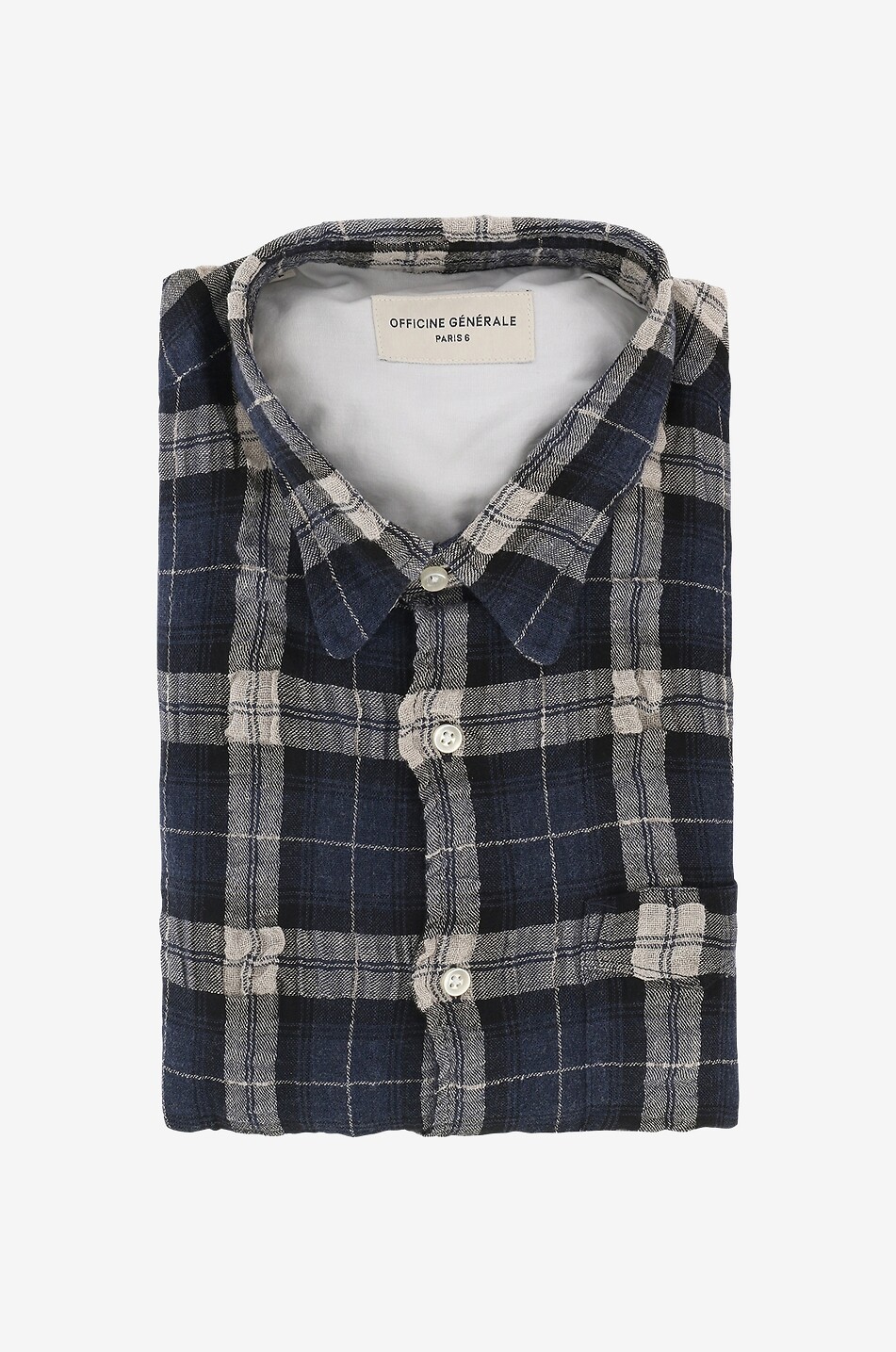 Benoit cotton and linen plaid shirt