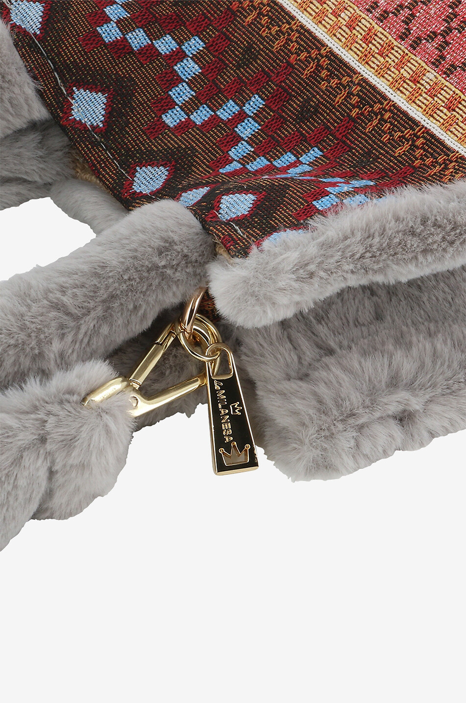 LA MILANESA Dasha Small synthetic fur handbag with embroideries Women GREY 6