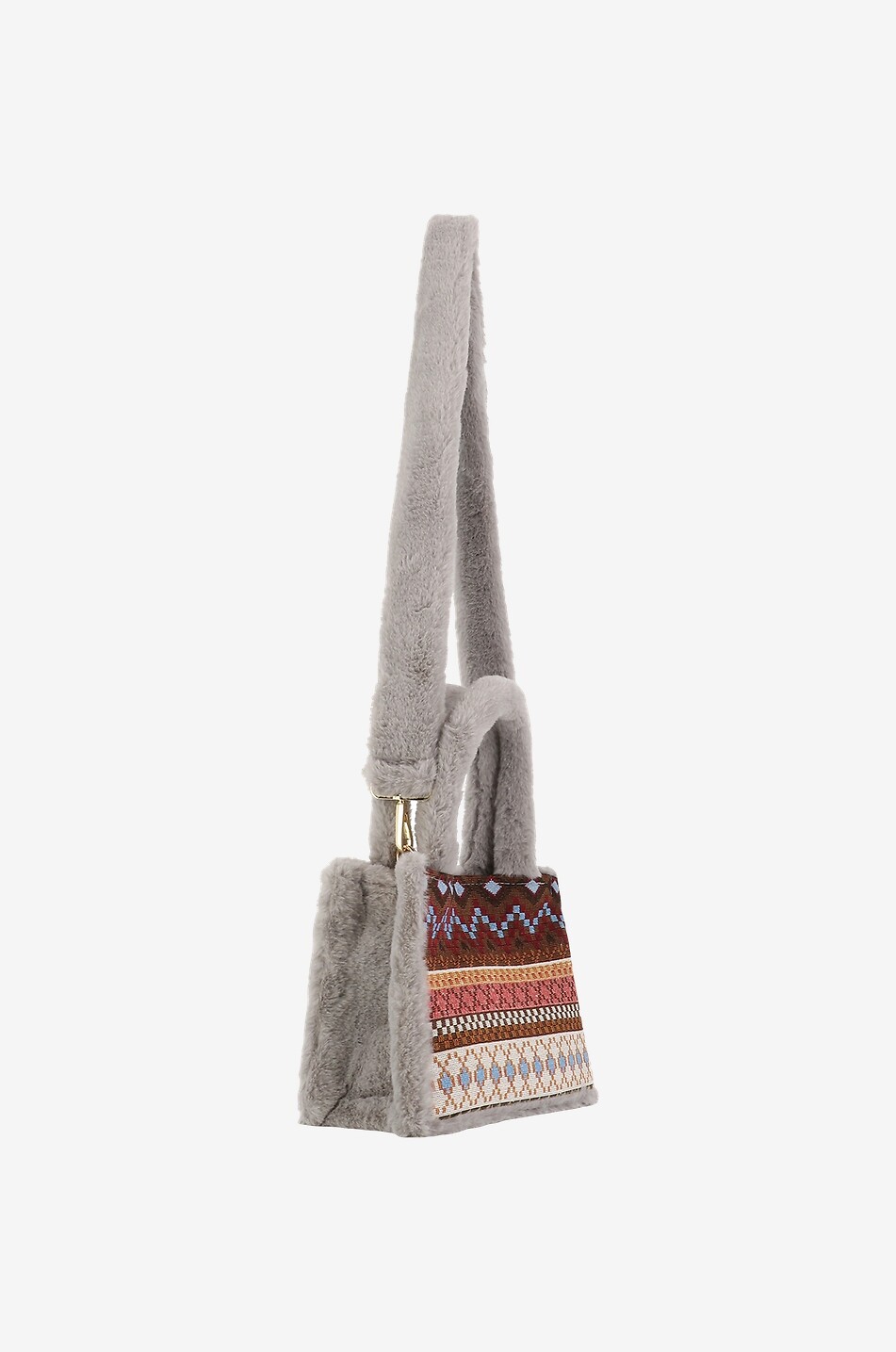 LA MILANESA Dasha Small synthetic fur handbag with embroideries Women GREY 5